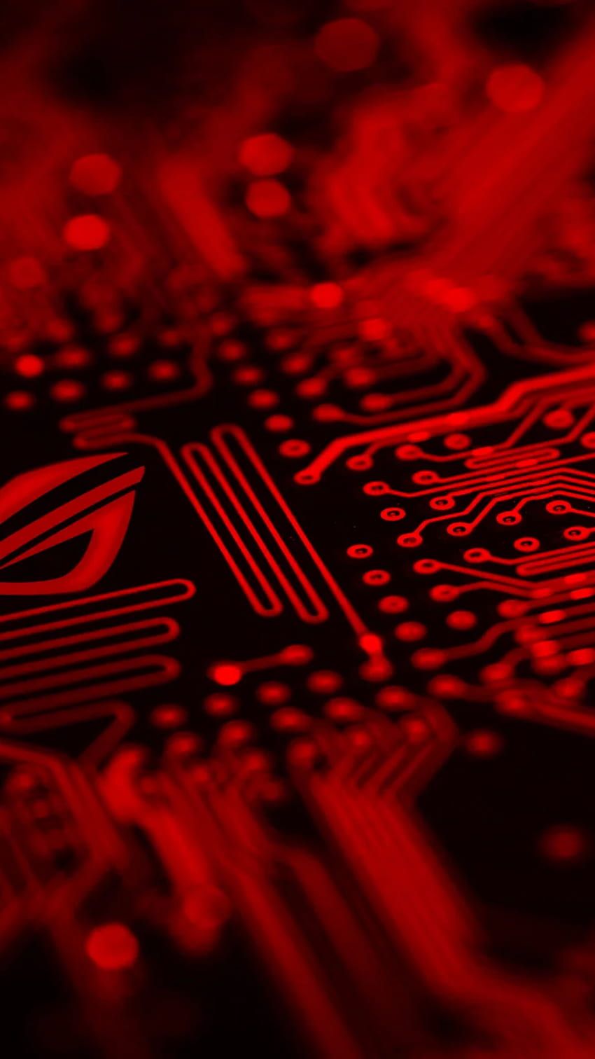 ASUS ROG, Platine, Rot, Logo, Dunkel, Hintergrundbild für iPhone und Android