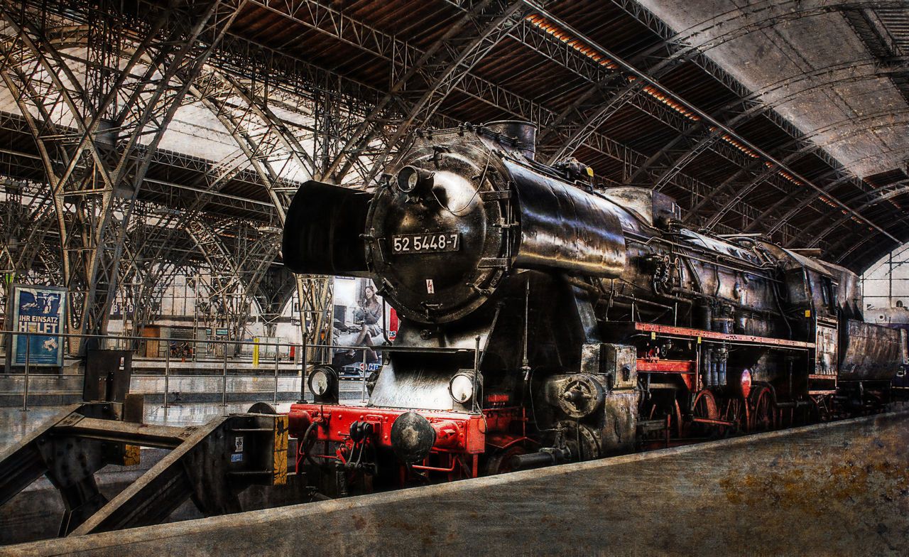 BR 52, Dampflok, Bahnhofshalle, Stahlkonstruktion, Museum, HD-Hintergrundbild für PC