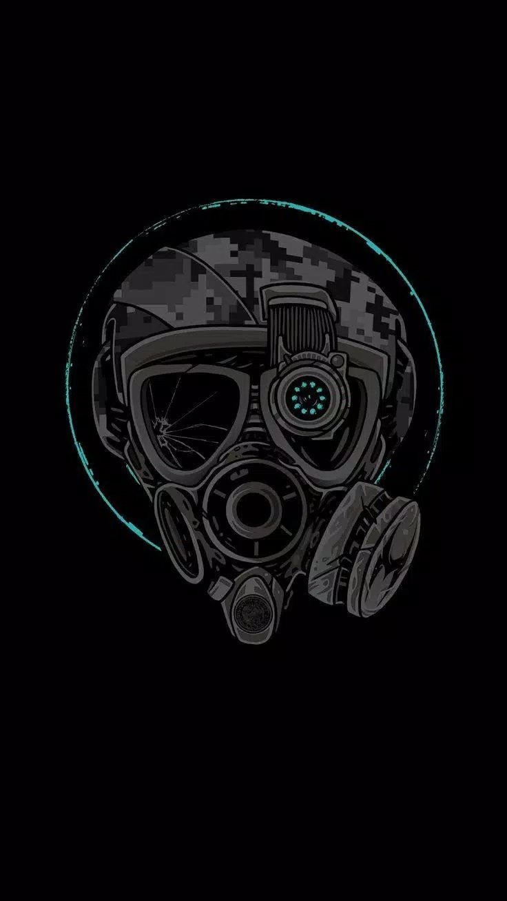 Gasmaske, Strichzeichnung, Kreis, Schwarzer Hintergrund, Minimalistisch, Sperrbildschirm fürs iPhone