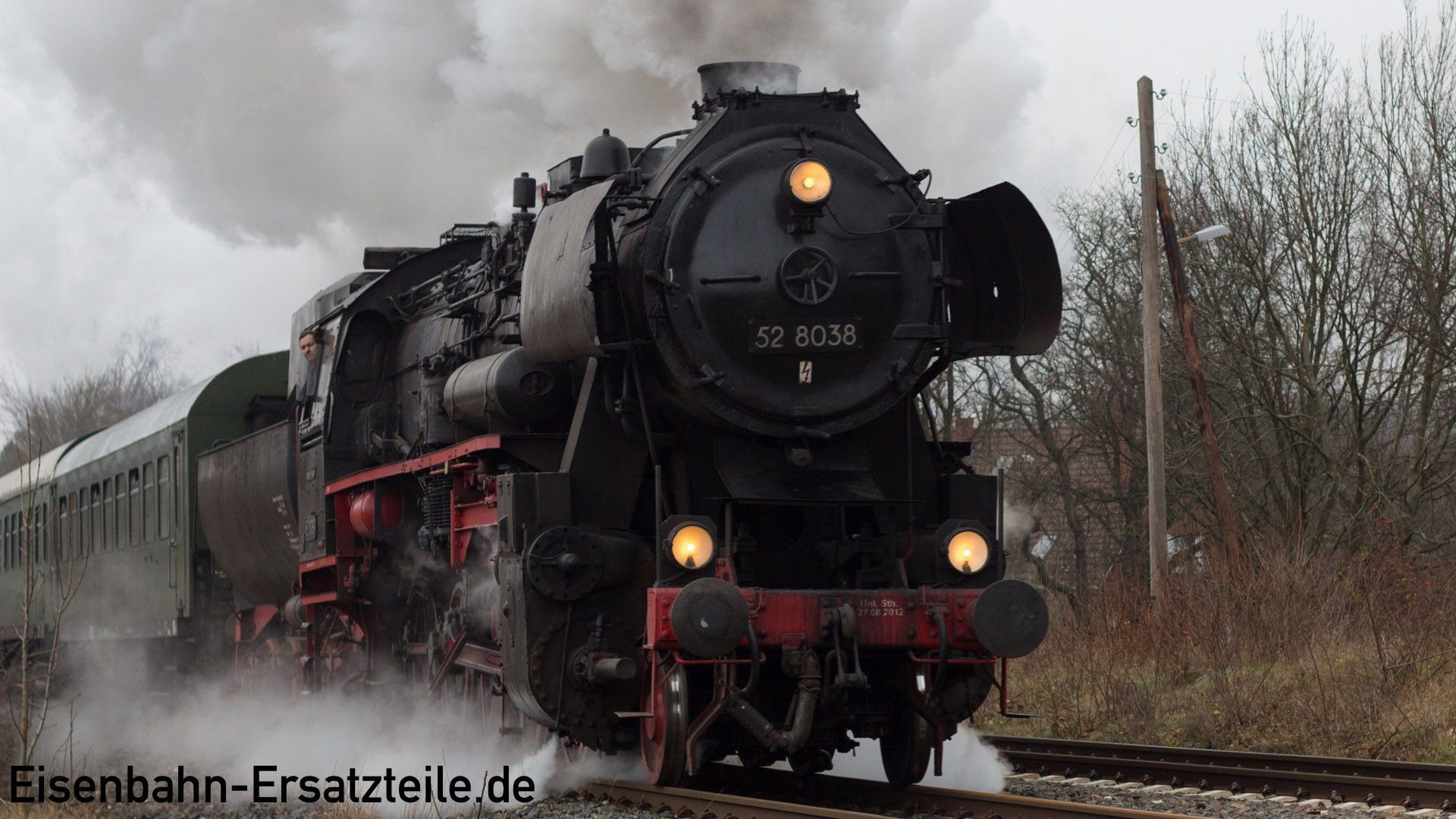 BR 52, Kriegslok, Dampflok, Rauch, Frontansicht, Full HD 1080p, Desktop-Hintergrundbild