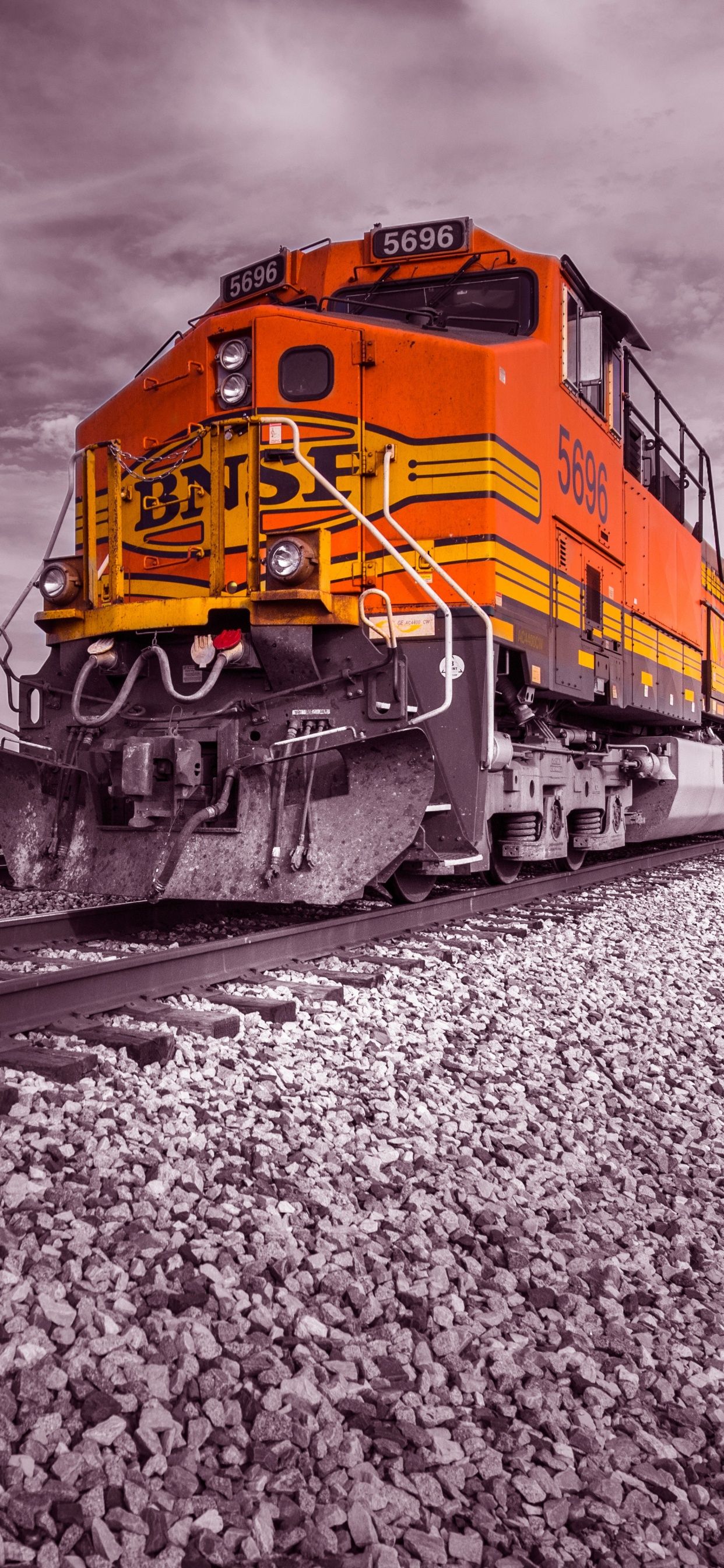 BNSF, Diesellok, Orange, Infrarot, Gleise, Full HD, Sperrbildschirm fürs iPhone