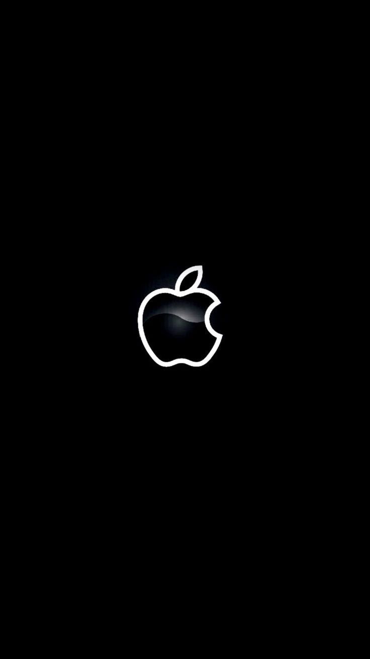 Apple-Logo, Umriss, Schwarzer Hintergrund, Minimalistisch, Sperrbildschirm fürs iPhone