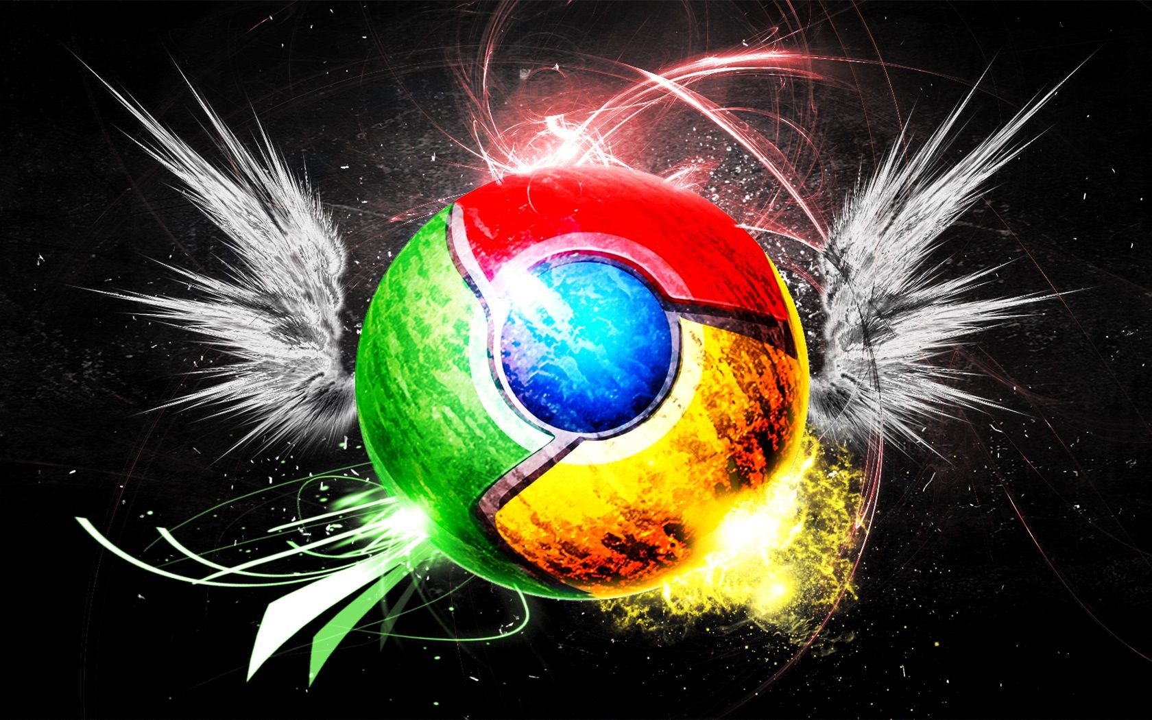 Google Chrome, Chrome-Logo, Flügel, Digitale Kunst, HD, Hintergrund für den Desktop