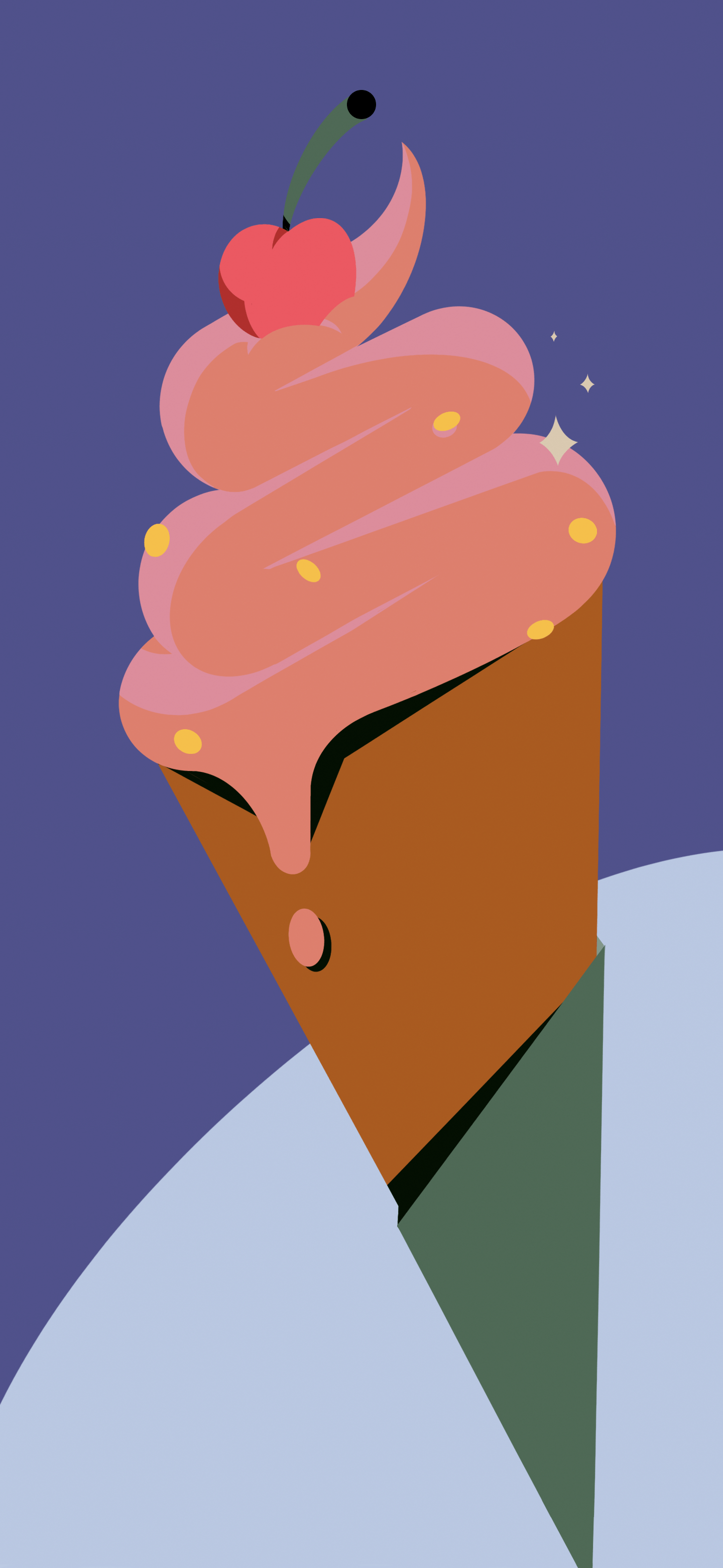 Eistüte, Kirsche, Illustration, Flat Design, Hochformat, Hintergrundbild fürs Smartphone