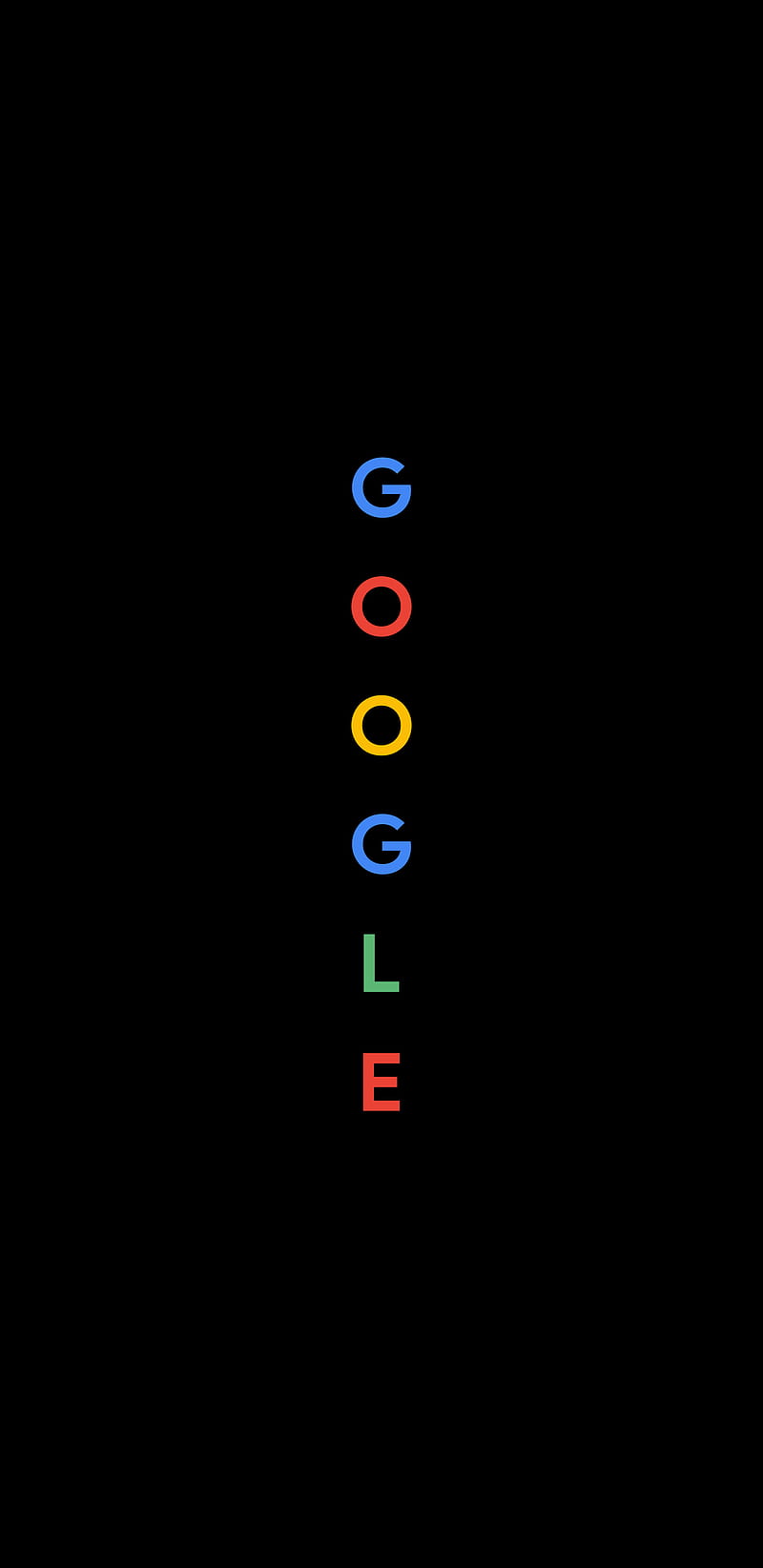 Google, Vertikaler Schriftzug, Schwarz Hintergrund, Minimalistisch, Sperrbildschirm fürs iPhone