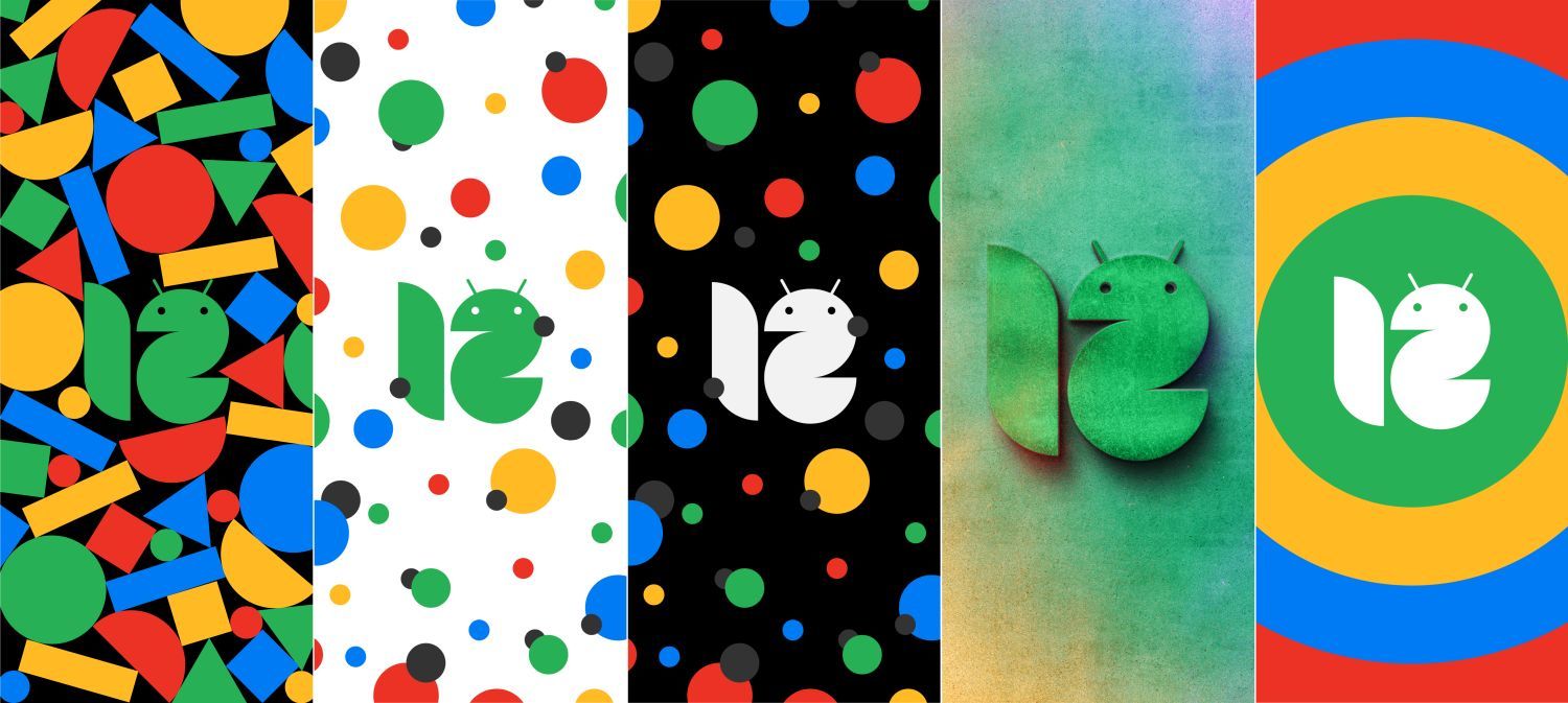 Android 12, Logo, Muster, Google-Farben, Collage, HD, Hintergrundbild für den PC