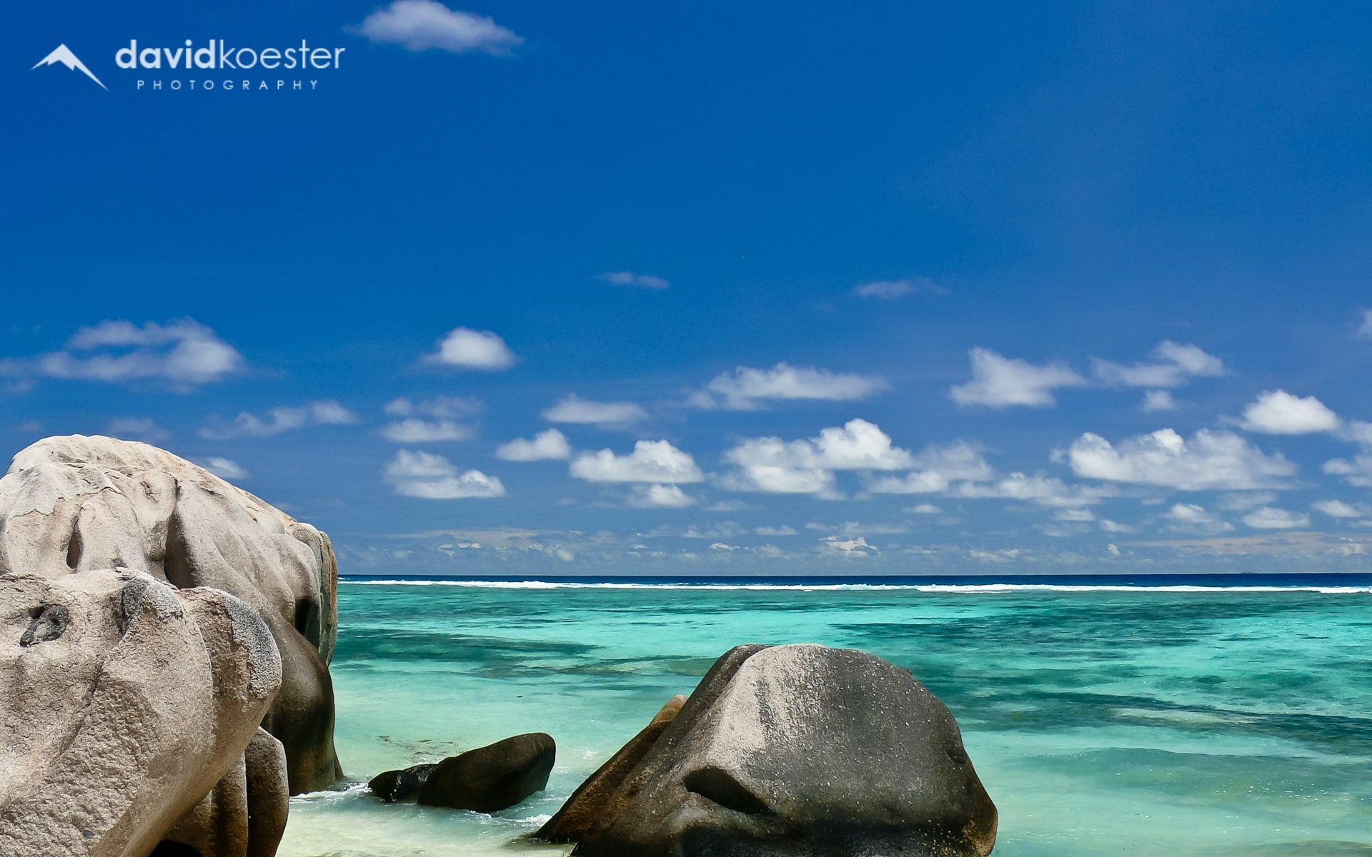 Seychellen, Granitfelsen, Türkises Meer, Strand, Blauer Himmel, Full HD, Laptop-Hintergrundbild