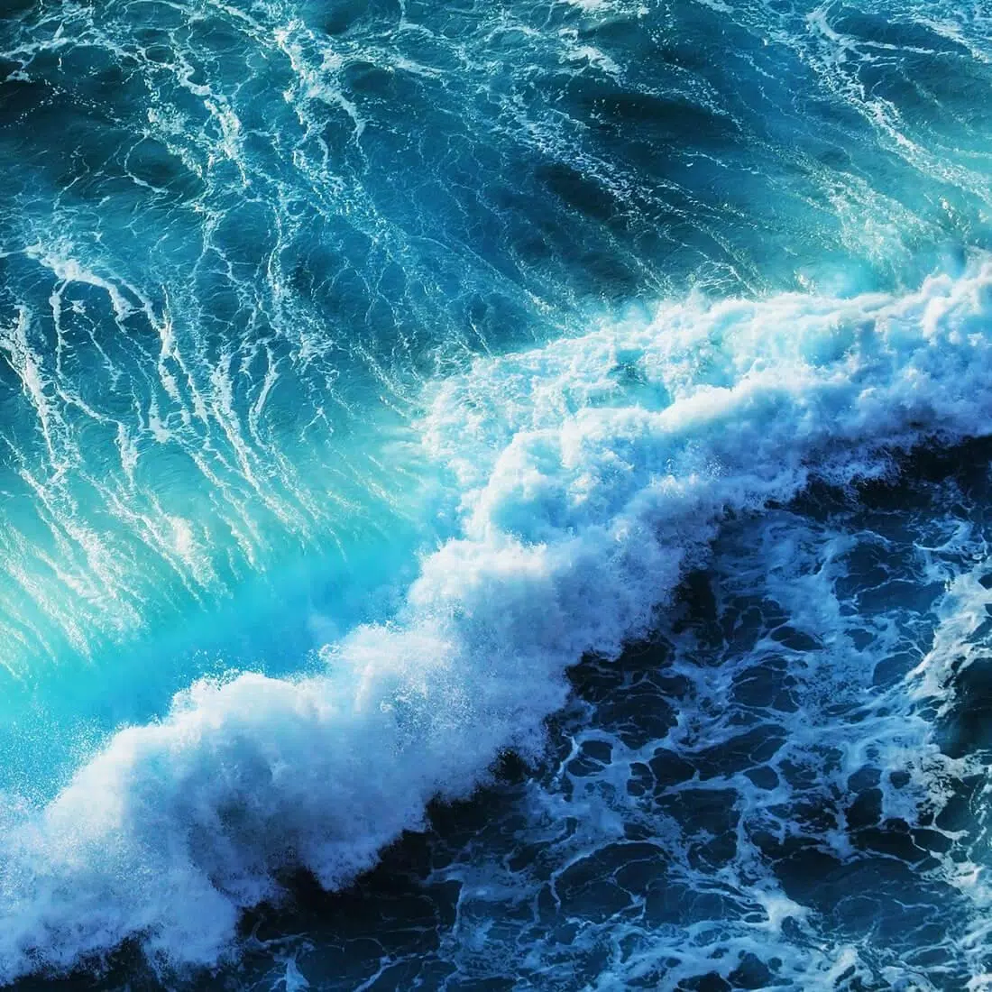 Meereswellen, Gischt, Türkises Wasser, Luftaufnahme, Ozean, Hintergrundbild fürs Tablet
