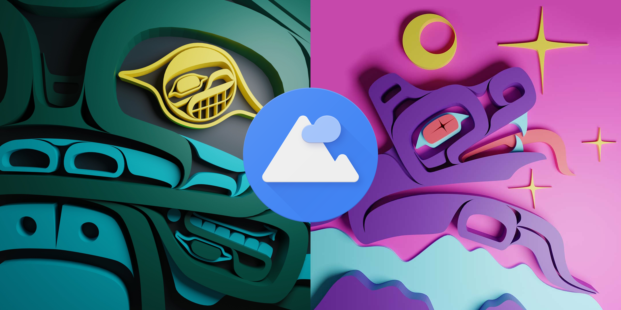 Formline-Kunst, Illustration, Totem, Bunt, App-Icon, Full HD, Desktop-Hintergrund für Windows