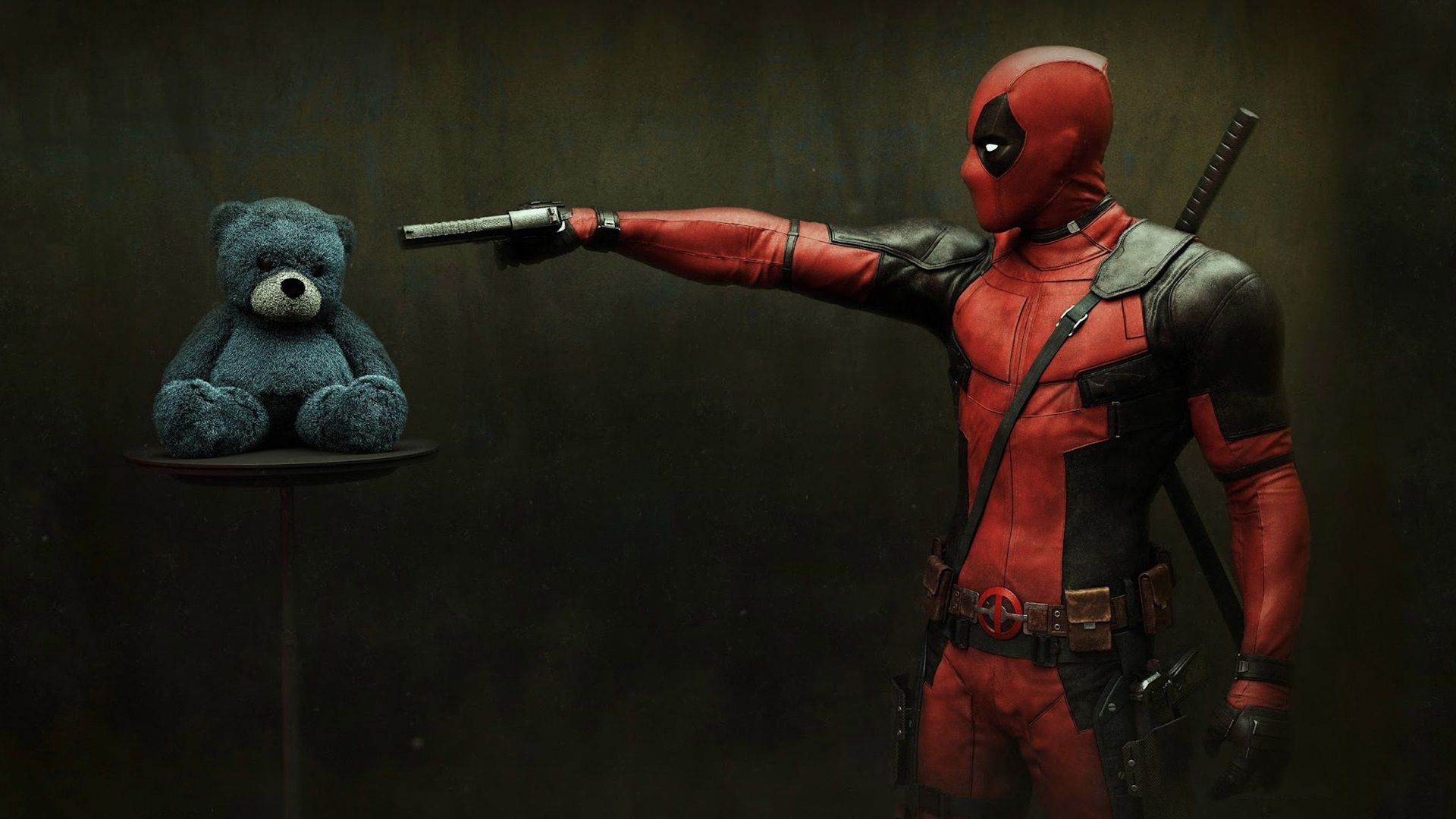 Deadpool, Teddybär, Pistole, Humor, Ryan Reynolds, Full HD 1080p, Desktop-Hintergrundbild