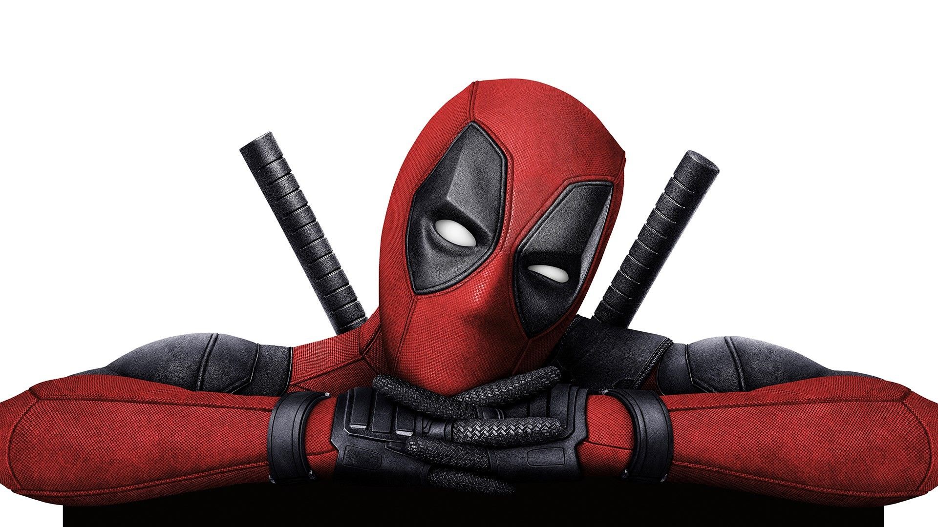 Deadpool, Katanas, Lehnend, Weißer Hintergrund, Antiheld, Full HD Wallpaper