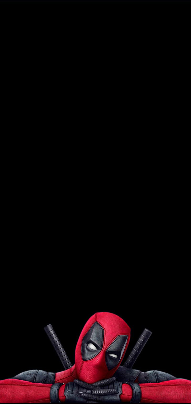 Deadpool, Schwarzer Hintergrund, Minimalismus, Hervorlugen, Sperrbildschirm fürs iPhone