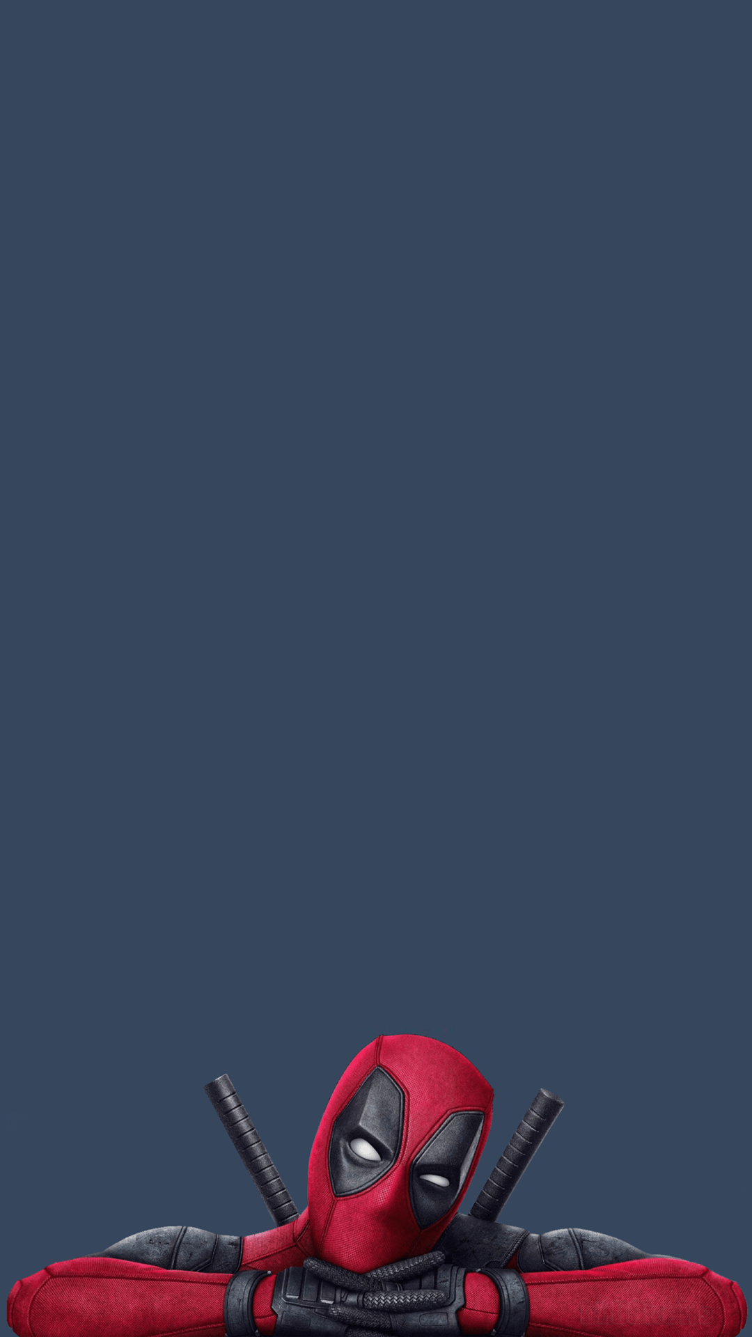 Deadpool, Grauer Hintergrund, Minimalismus, Hervorlugen, Sperrbildschirm fürs iPhone