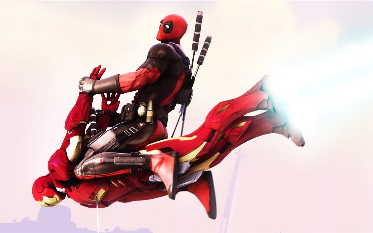 Deadpool, Iron Man, Marvel, Flug, Humor, HD, Hintergrund für den Desktop