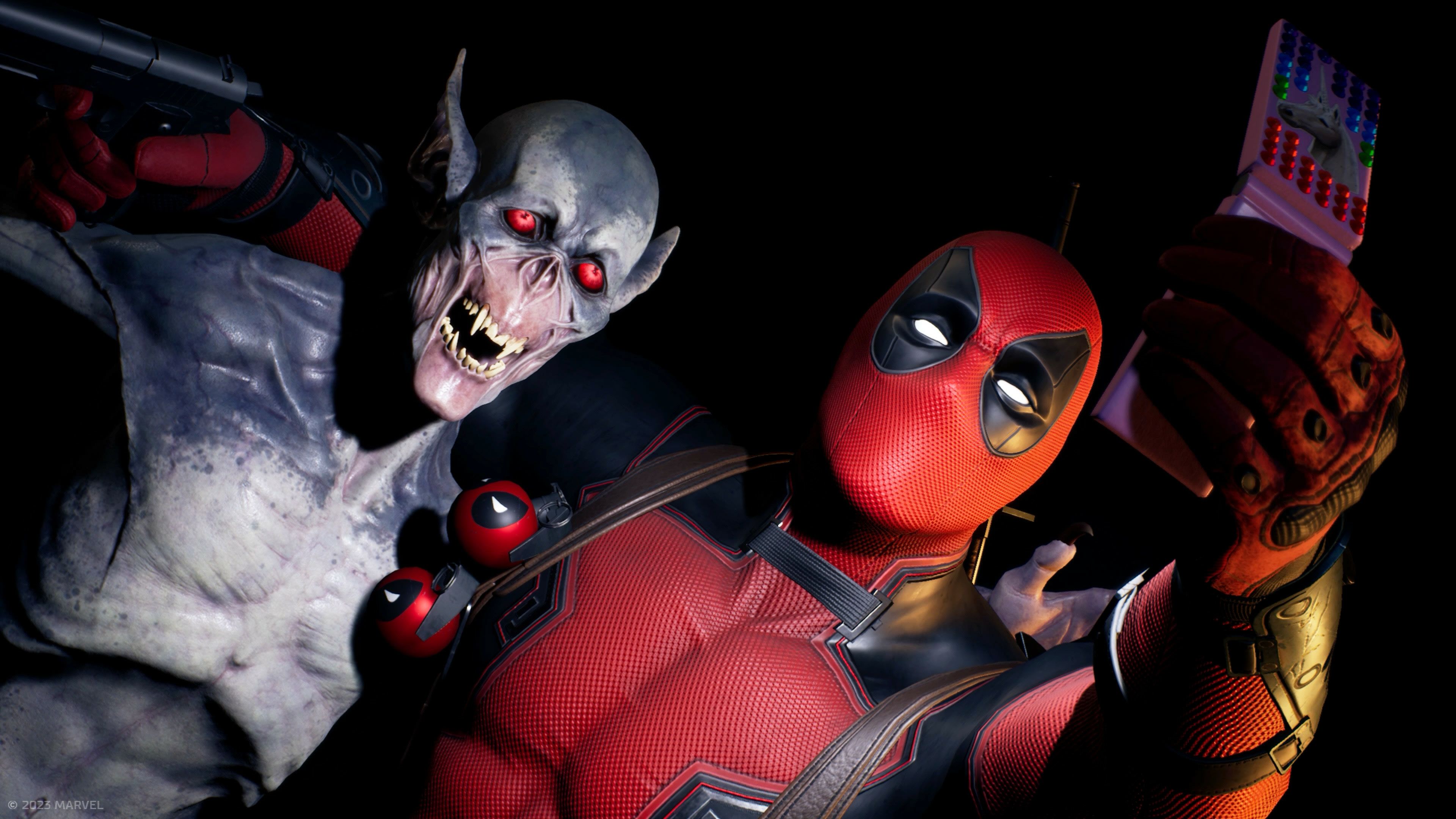 Deadpool, Vampir, Selfie, Humor, Comic-Stil, 4K 2160p, Desktop-Hintergrundbild