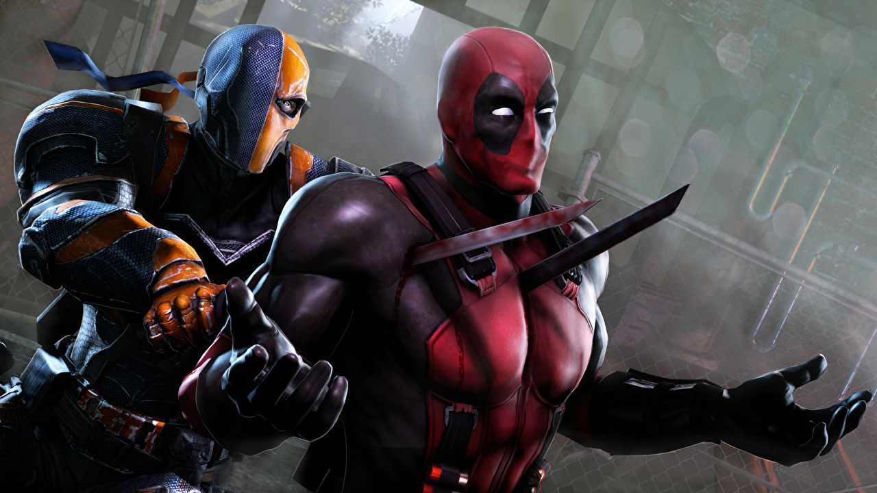 Deadpool, Deathstroke, Marvel, DC, Kampf, Messer, 16:9, HD-Hintergrundbild für den Desktop