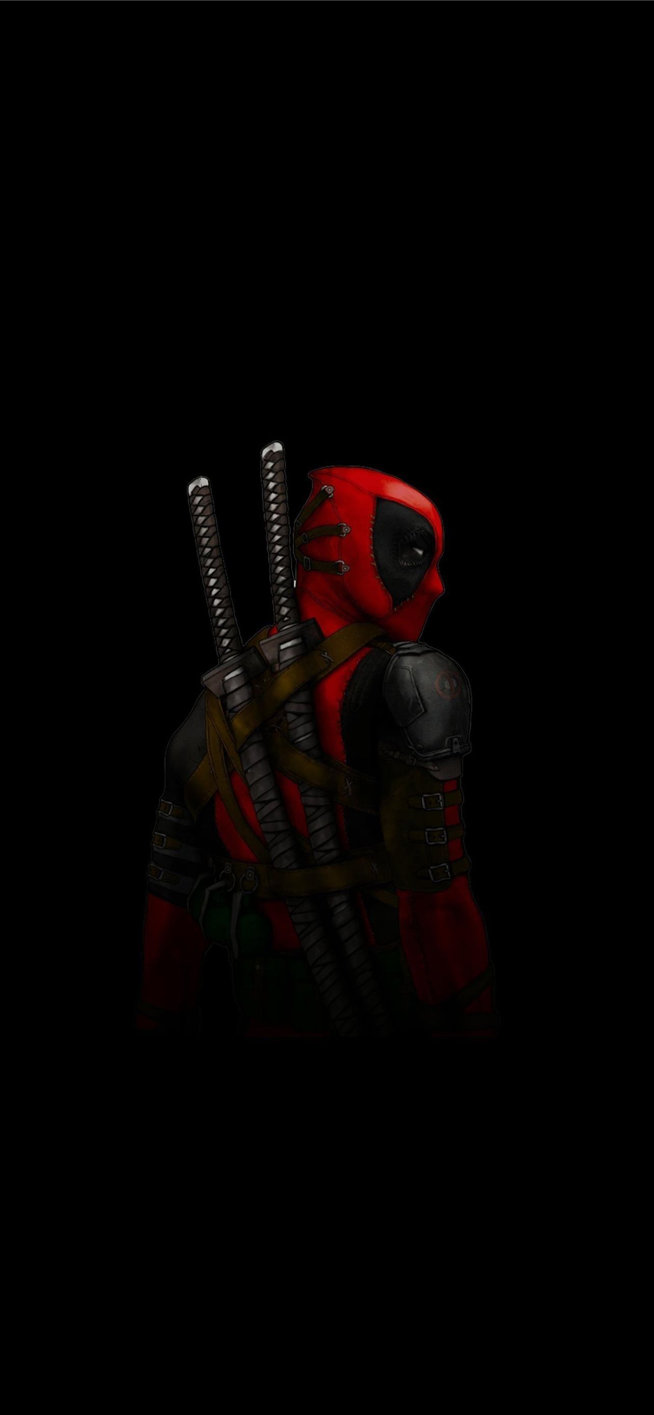 Deadpool, Schwarzer Hintergrund, Dunkel, Minimalismus, Full HD, Sperrbildschirm fürs iPhone