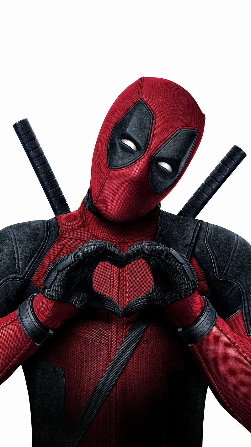 Deadpool, Herzgeste, Weißer Hintergrund, Katanas, HD, Sperrbildschirm fürs iPhone