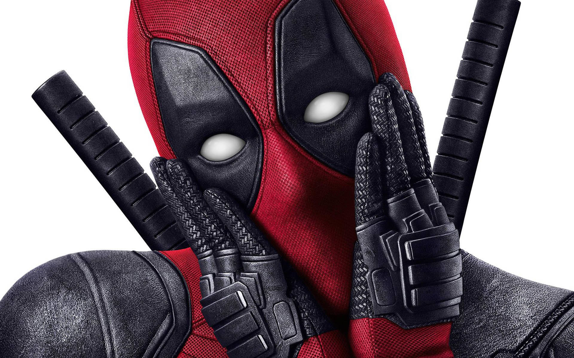 Deadpool, Hände im Gesicht, Nahaufnahme, Katanas, Humor, Full HD, Desktop-Hintergrund
