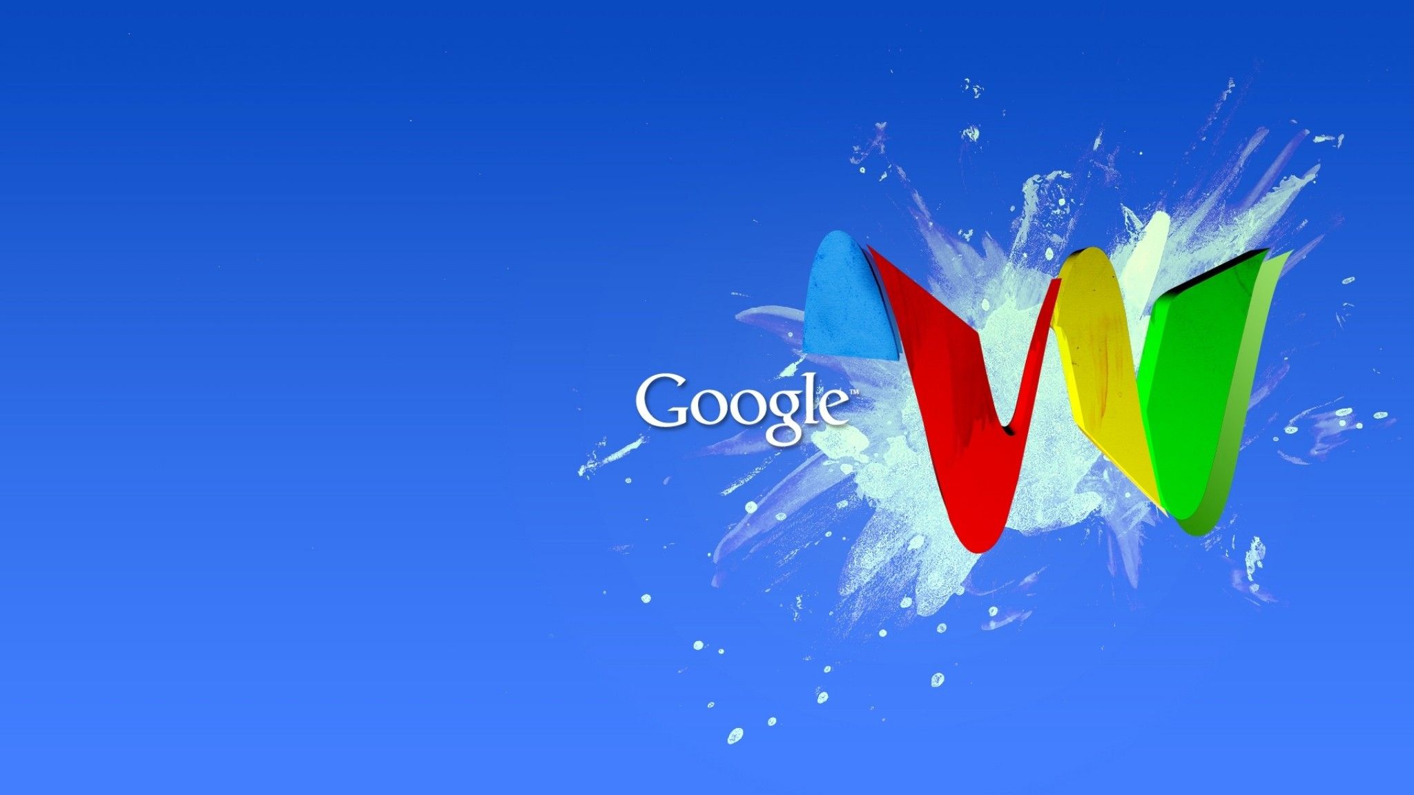 Google Wave, Google, Logo, Farbspritzer, Blau Hintergrund, Full HD Wallpaper