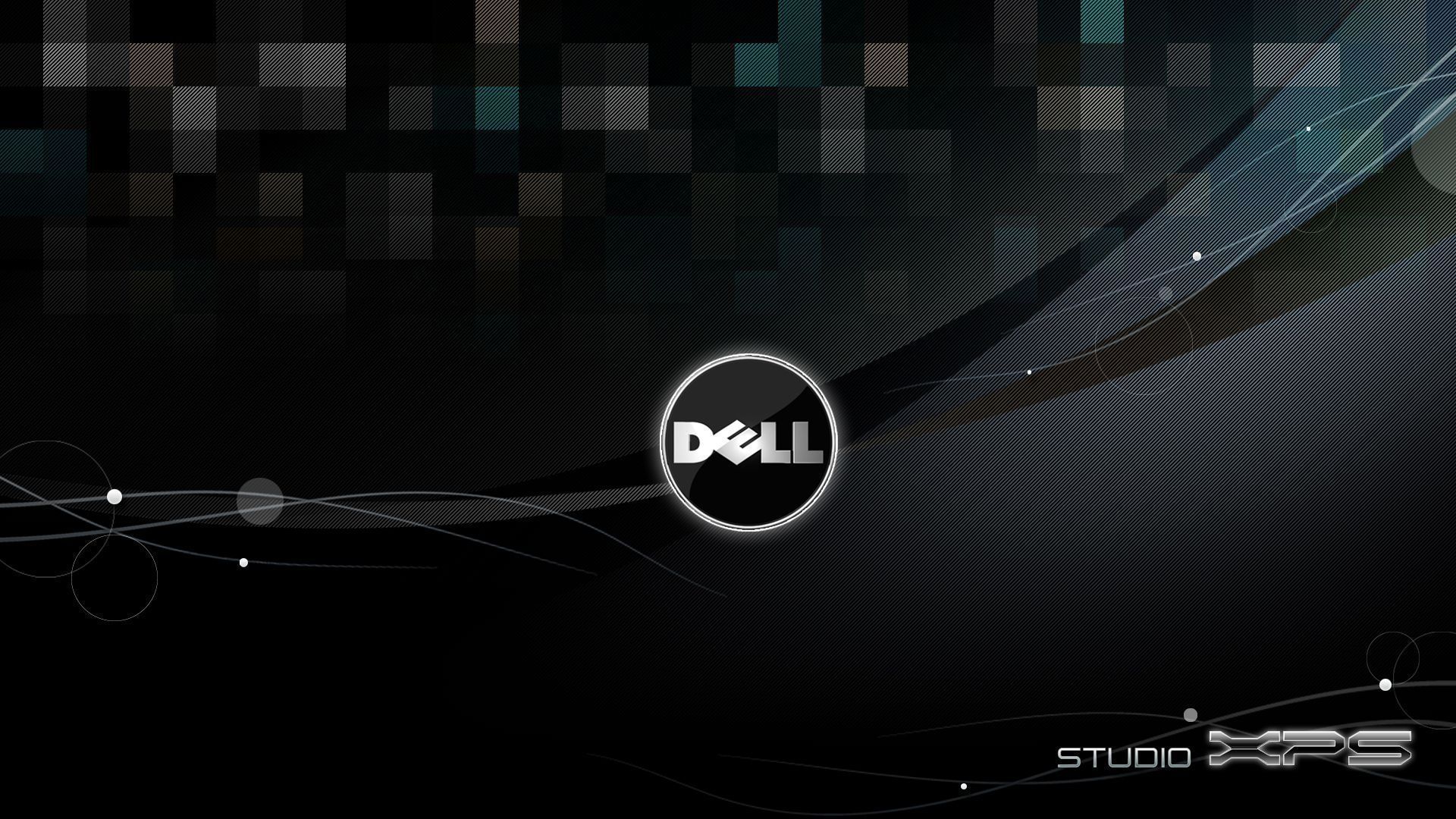 Dell Studio XPS, Dell-Logo, Dell, Schwarzer Hintergrund, Lichtbögen, Full HD Wallpaper
