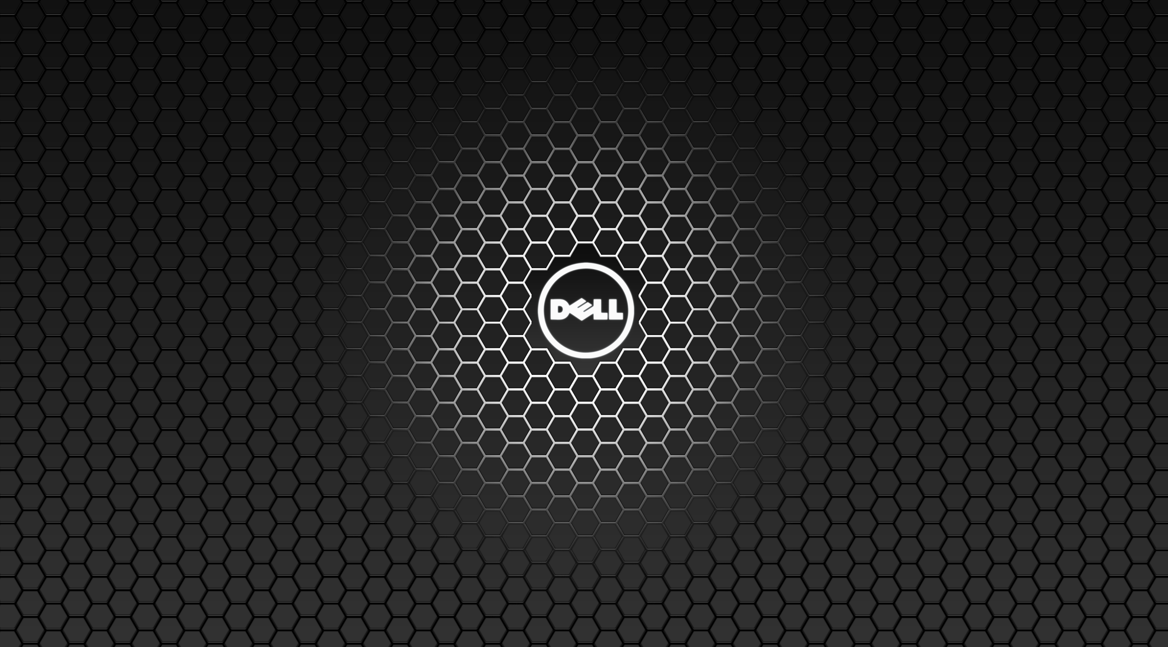 Dell-Logo, Dell, Wabenmuster, Schwarz, Minimalismus, 4K, Hintergrundbild für den PC