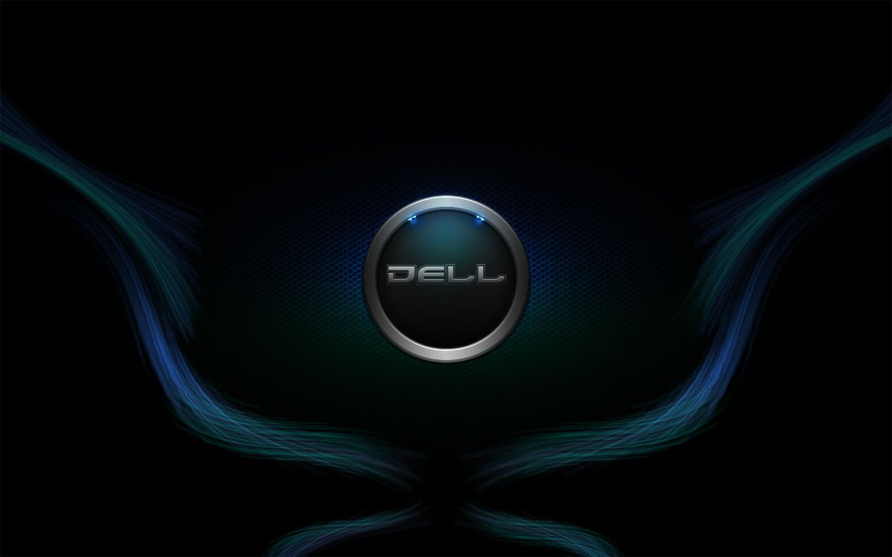 Dell-Logo, Dell, Schwarz, Blaue Linien, Abstrakt, Hintergrund