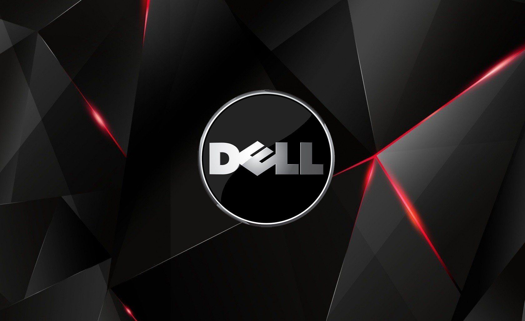 Dell-Logo, Dell, Polygone, Schwarz-rot, Abstrakt, HD, Hintergrundbild für den PC