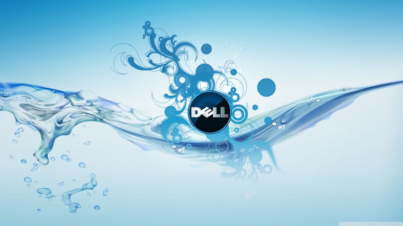 Dell-Logo, Dell, Wasserspritzer, Ornamente, Hellblau, 16:9, HD-Hintergrundbild für den Desktop