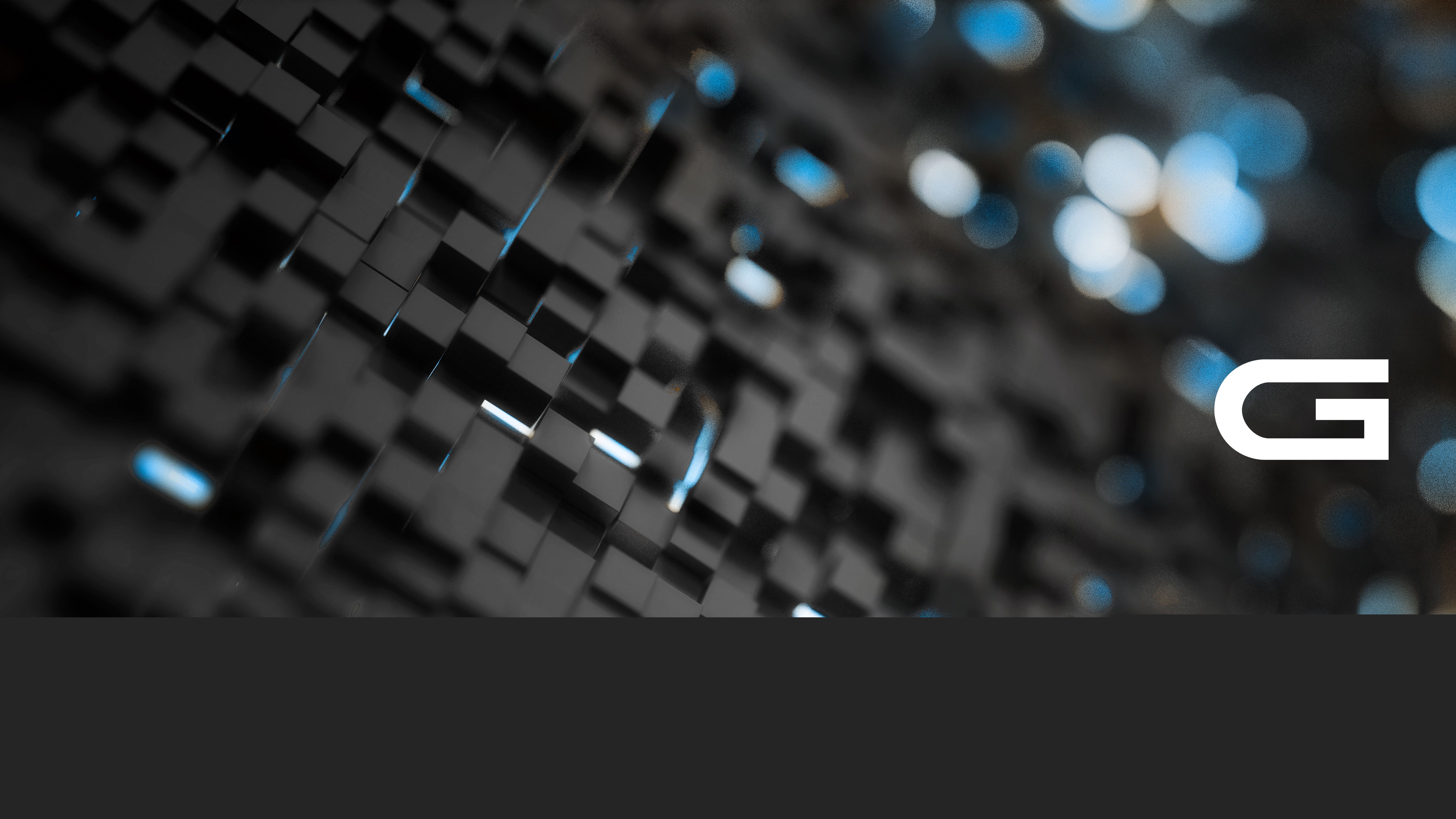 Dell, Gaming-Logo, Würfel, Bokeh, Dunkelgrau, 8K, Desktop-Hintergrund für Windows