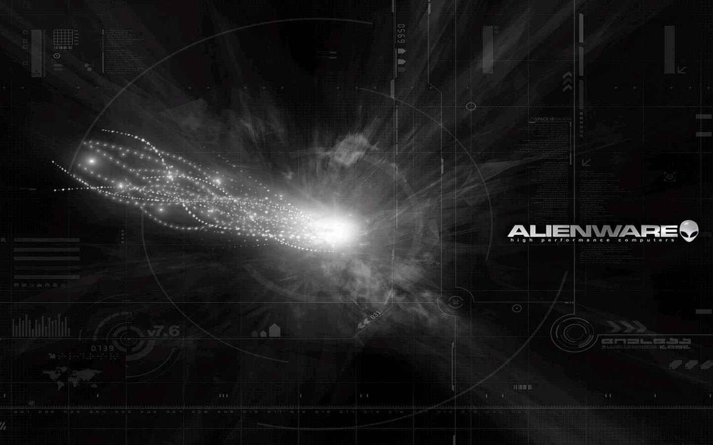 Alienware, Dell, Lichtexplosion, Schwarz-weiß, Gaming, HD, Hintergrundbild für den PC