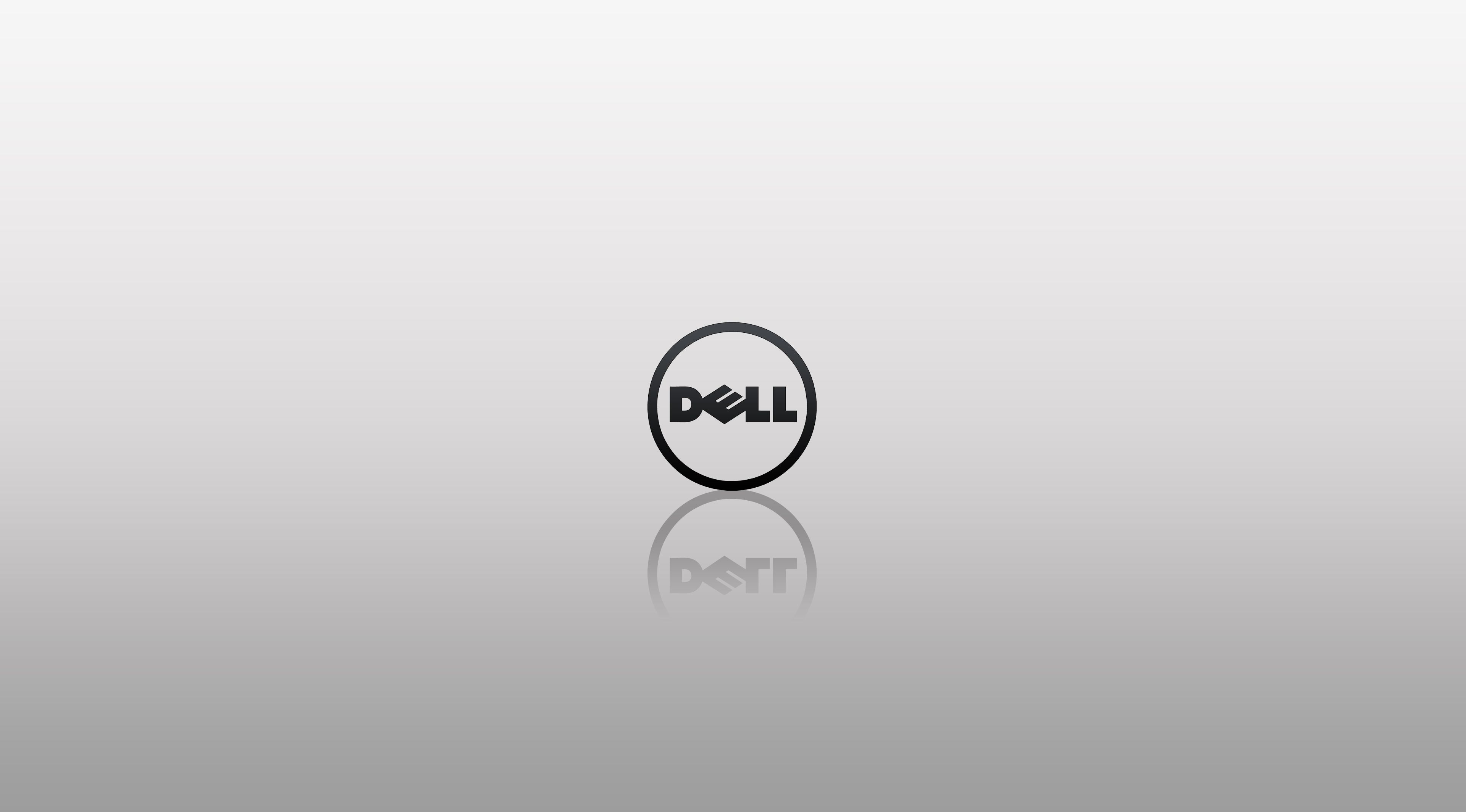 Dell-Logo, Dell, Weißer Hintergrund, Spiegelung, Minimalismus, 4K Wallpaper
