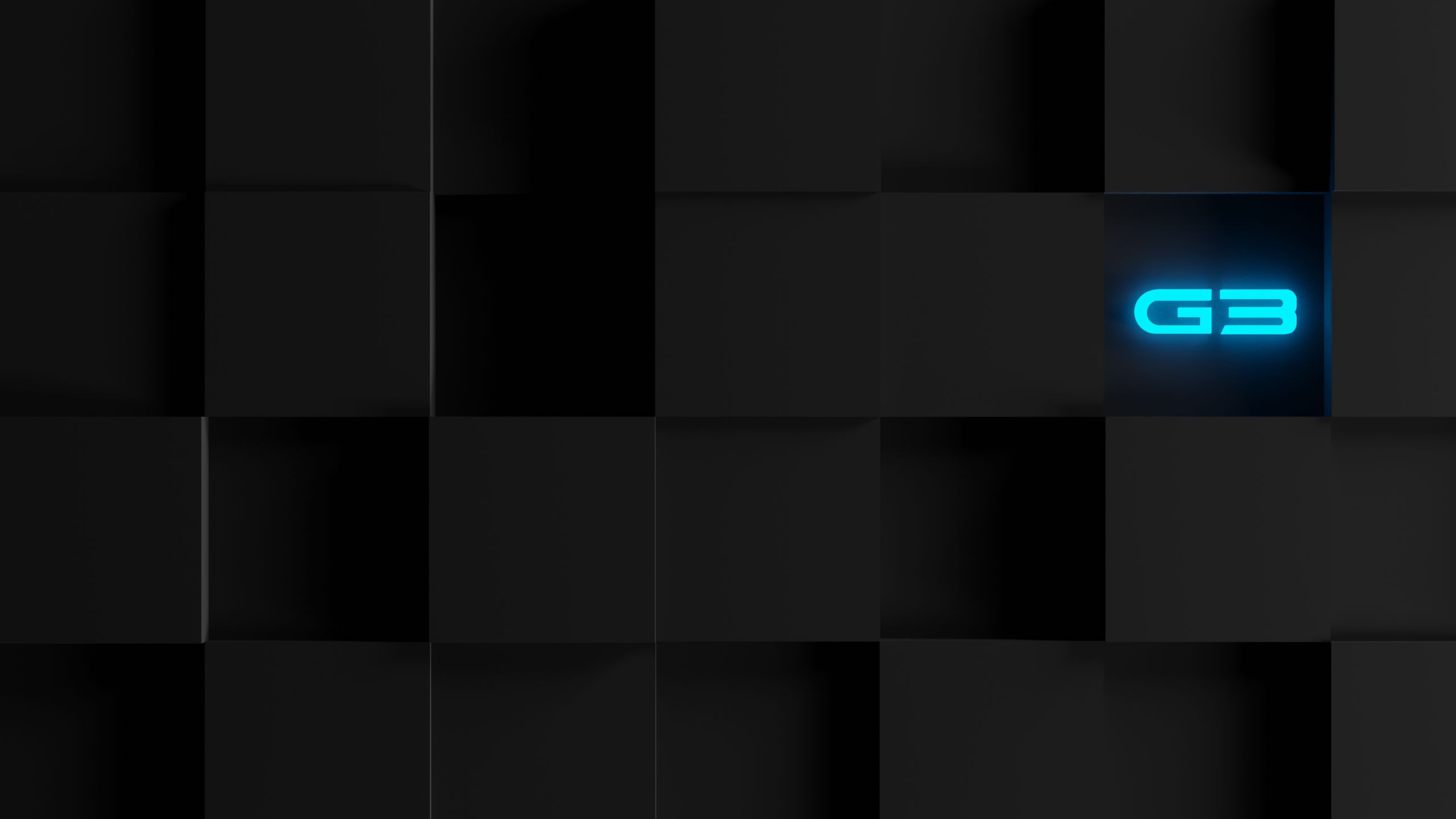 Dell G3, G3-Logo, Dell, Schwarze Quadrate, Neonblau, Gaming, 2K, Breitbild-Hintergrundbild