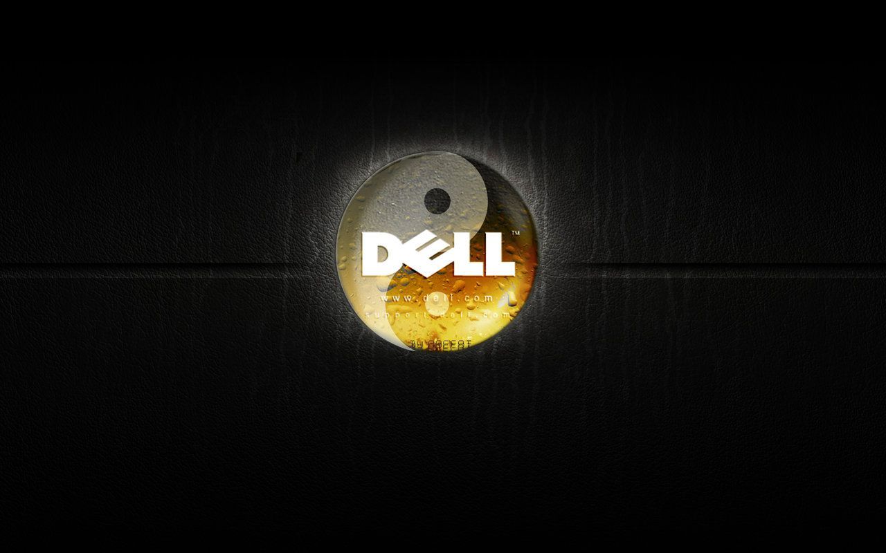Dell-Logo, Dell, Yin und Yang, Schwarzer Hintergrund, Gold, HD Wallpaper