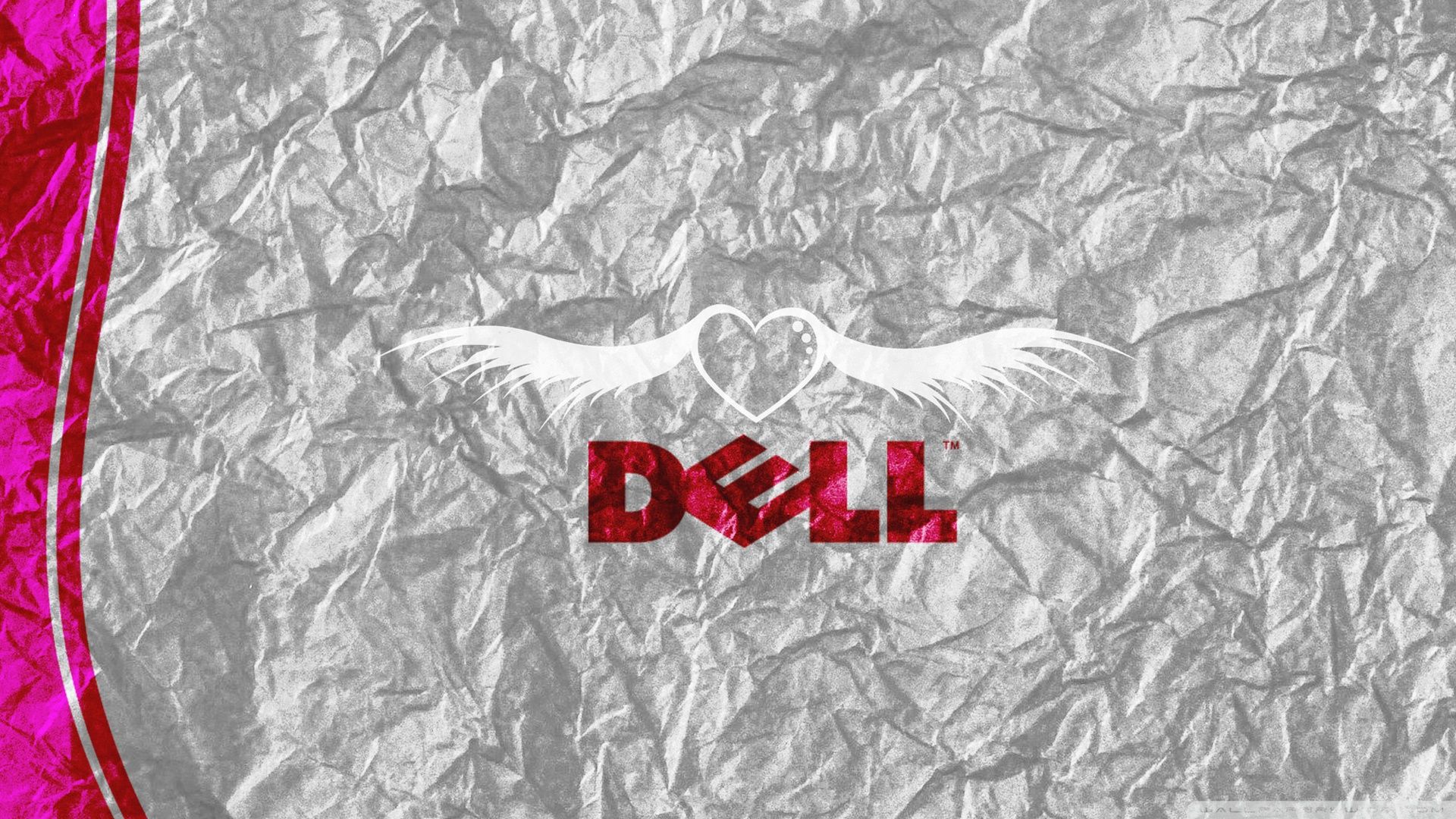Dell-Logo, Dell, Zerknittertes Papier, Flügel, Rot, 16:9, Full-HD-Hintergrundbild für den Desktop