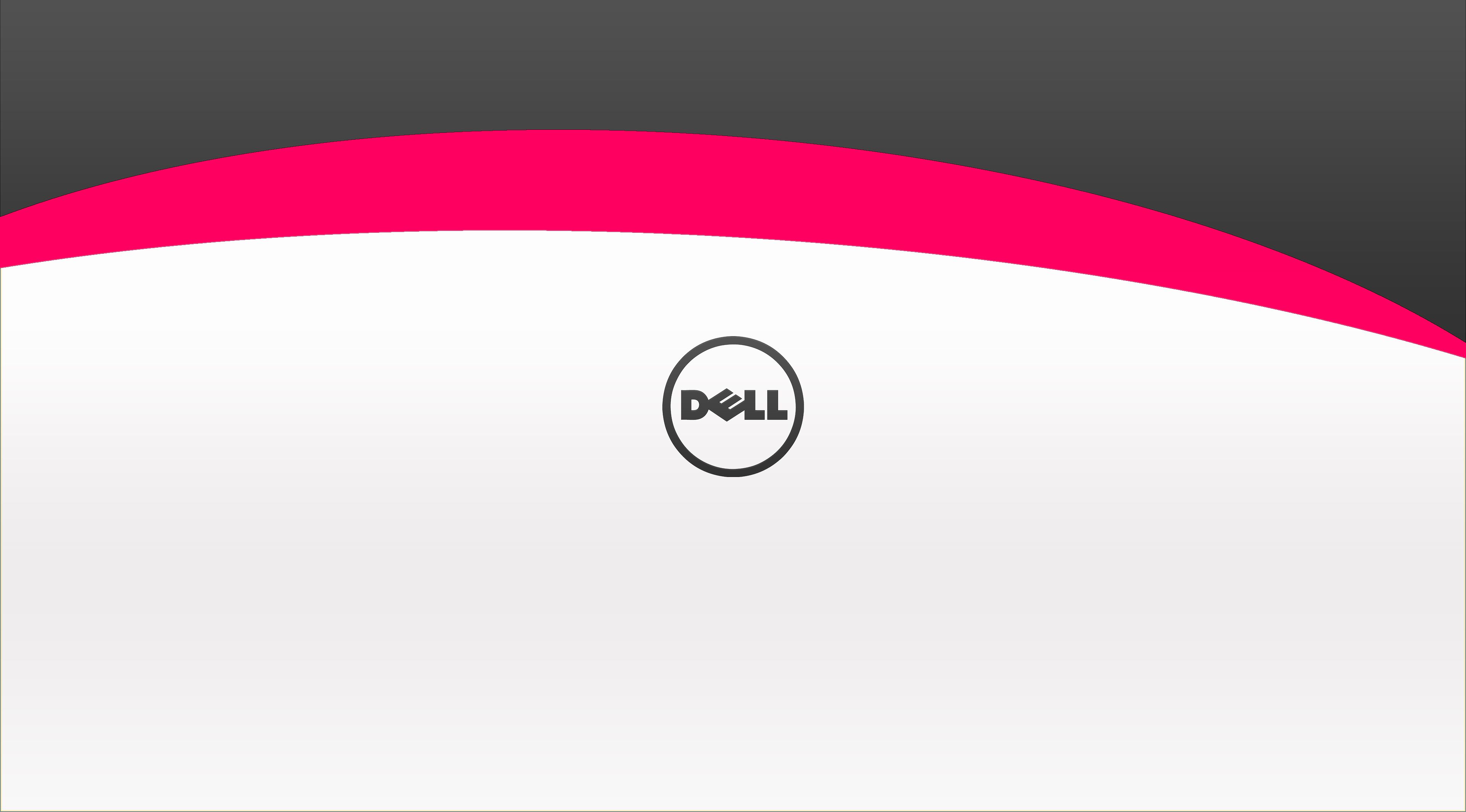 Dell-Logo, Dell, Pinker Bogen, Weiß, Minimalismus, 4K, Hintergrundbild für den PC