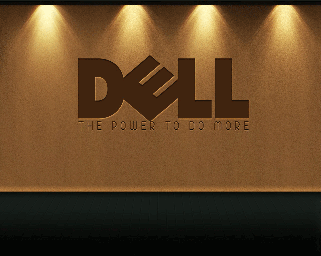 Dell-Logo, Dell, The Power to Do More, Holzwand, Spotlights, HD-Hintergrundbild für PC