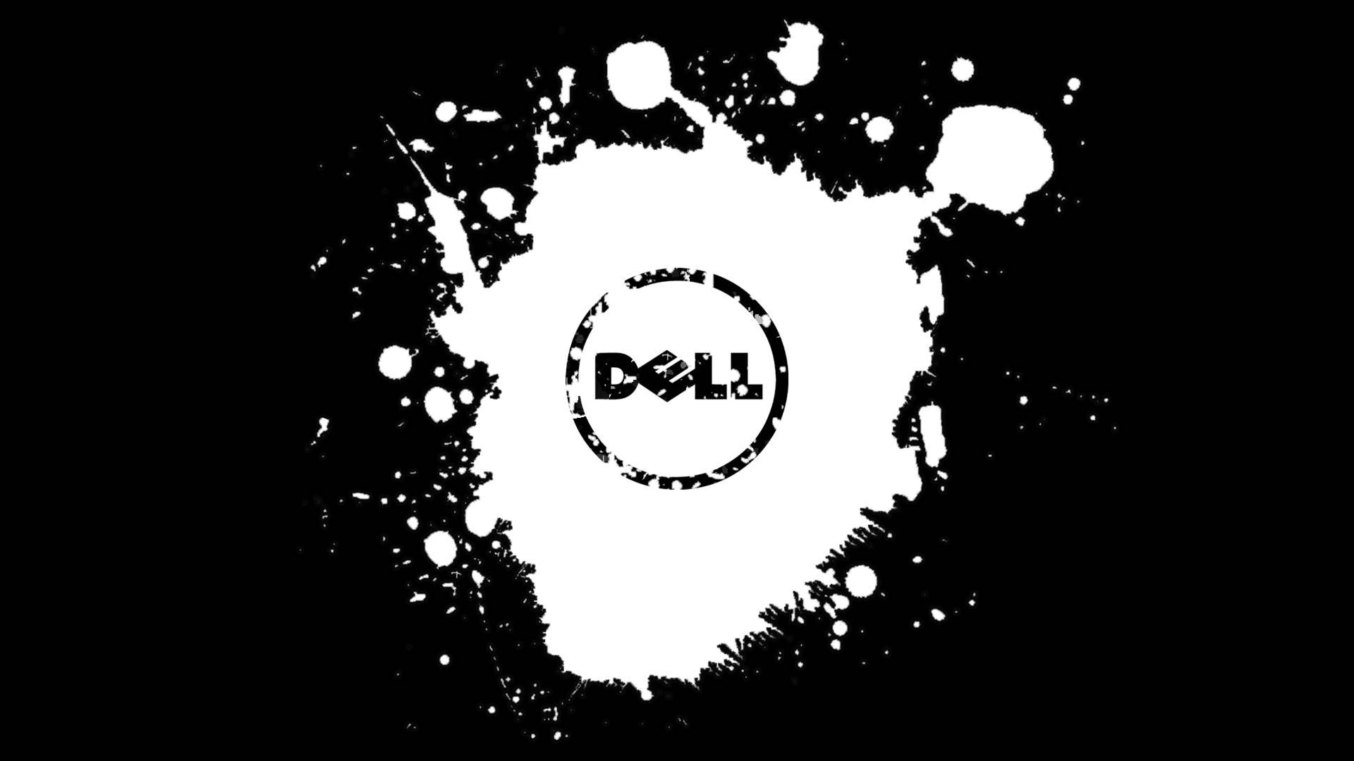 Dell-Logo, Dell, Farbklecks, Schwarz-weiß, Grafik, 1920x1080, Full-HD-Hintergrundbild für PC