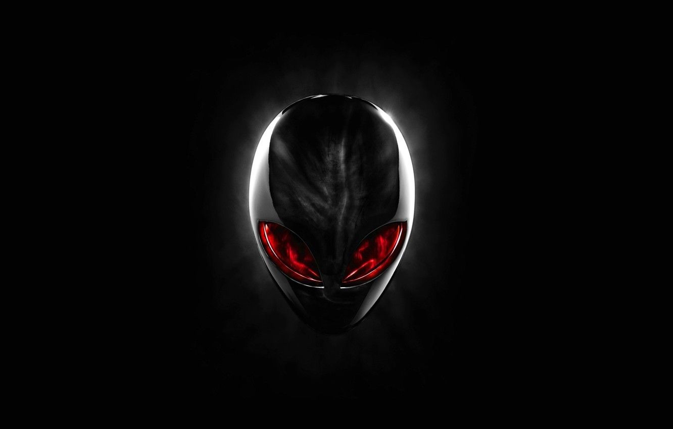 Alienware-Logo, Alienware, Alien-Kopf, Rote Augen, Schwarzer Hintergrund, HD Wallpaper
