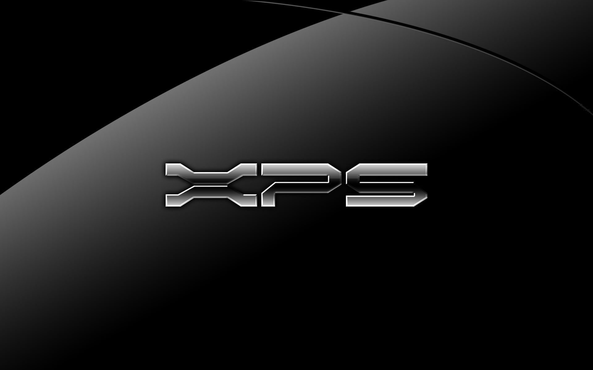 Dell XPS, XPS-Logo, Chrom, Schwarz, Glänzend, Full HD, Desktop-Hintergrund für Windows