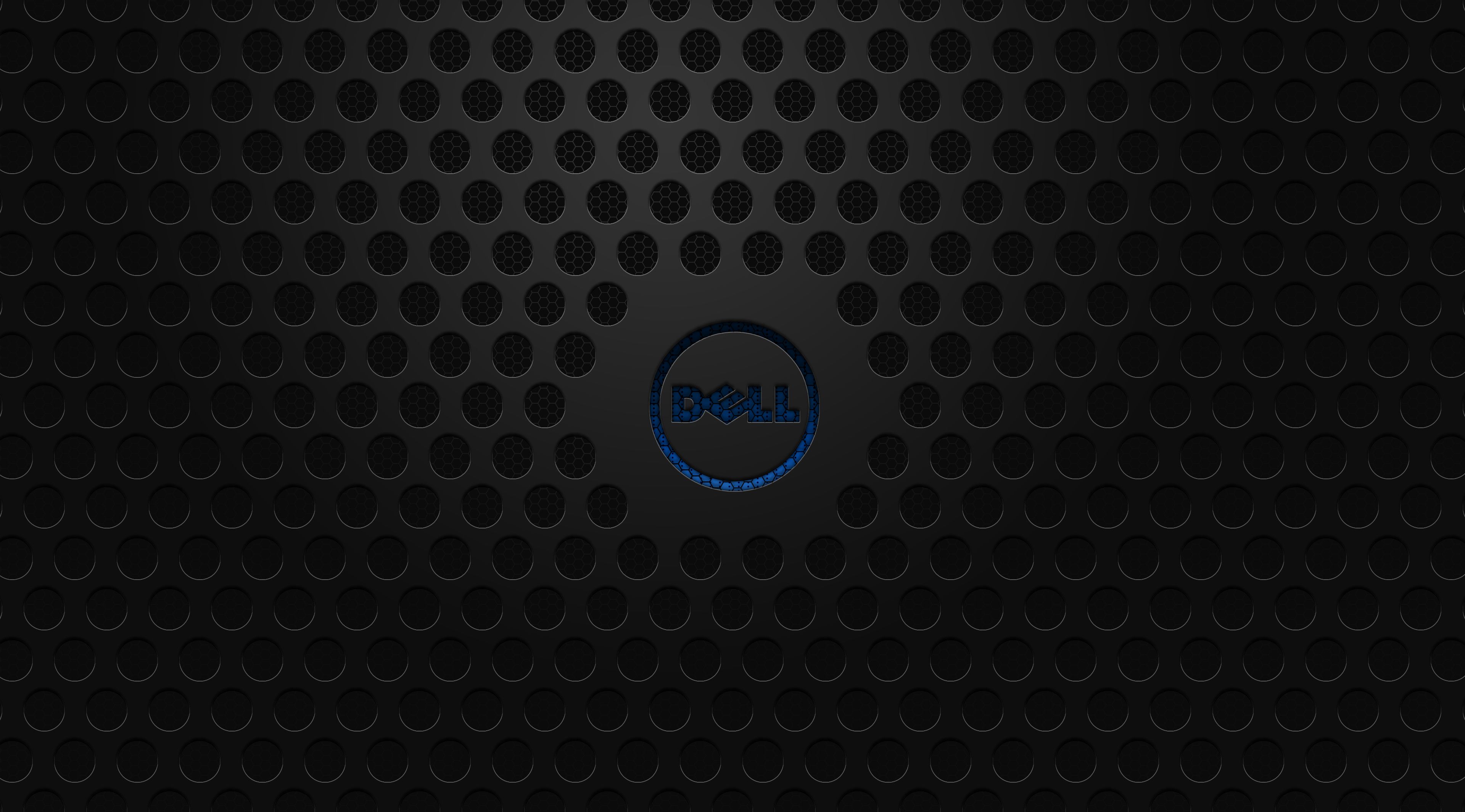 Dell-Logo, Dell, Lochmuster, Schwarz, Dunkel, 4K, Hintergrundbild für den PC