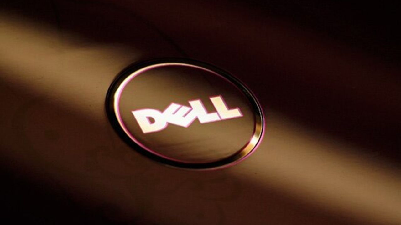 Dell-Logo, Dell, Laptop-Deckel, Metallic, Nahaufnahme, 16:9, HD-Hintergrundbild für den Desktop