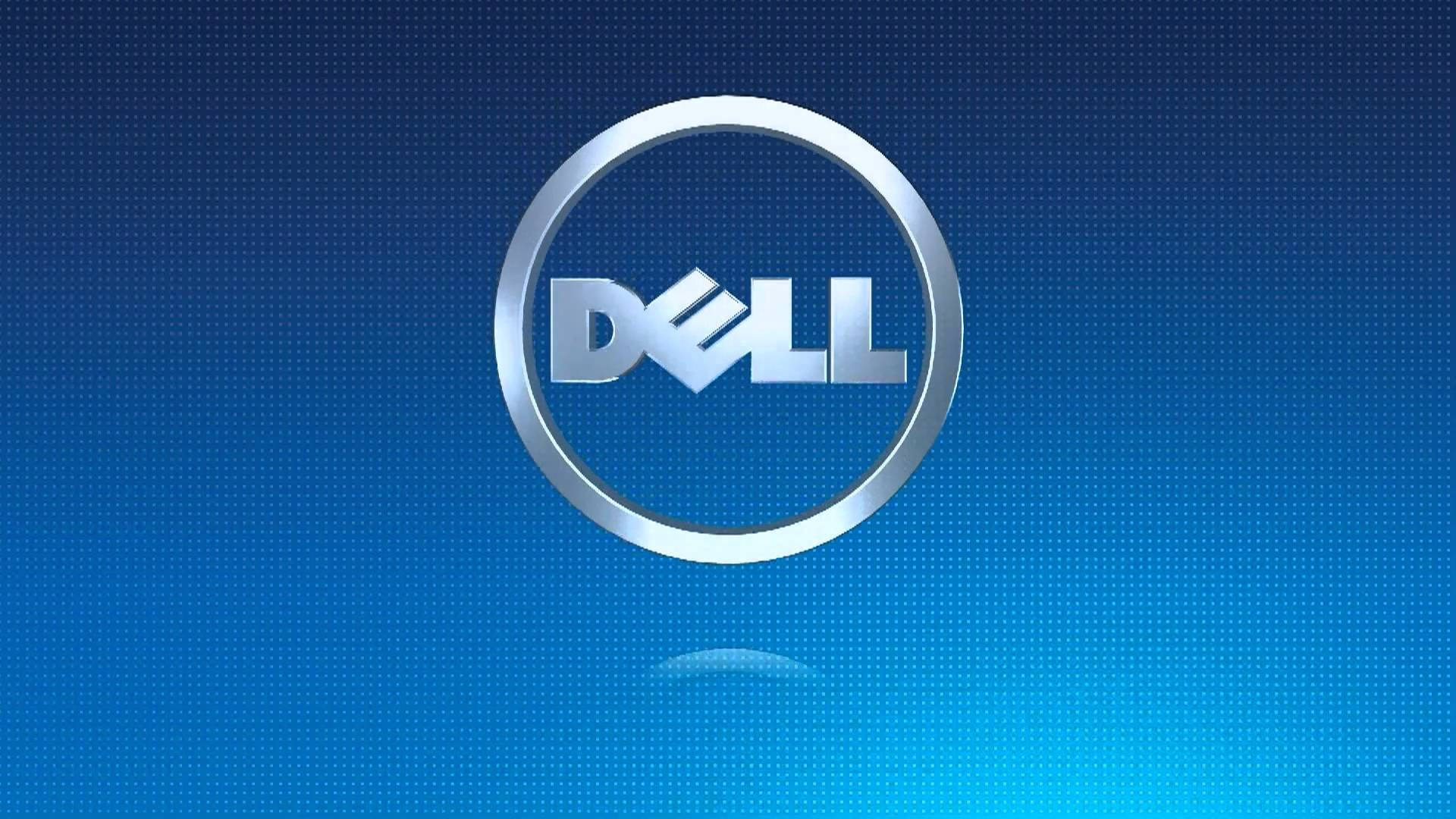 Dell-Logo, Dell, Chrom, Blauer Hintergrund, Spiegelung, Full HD Wallpaper