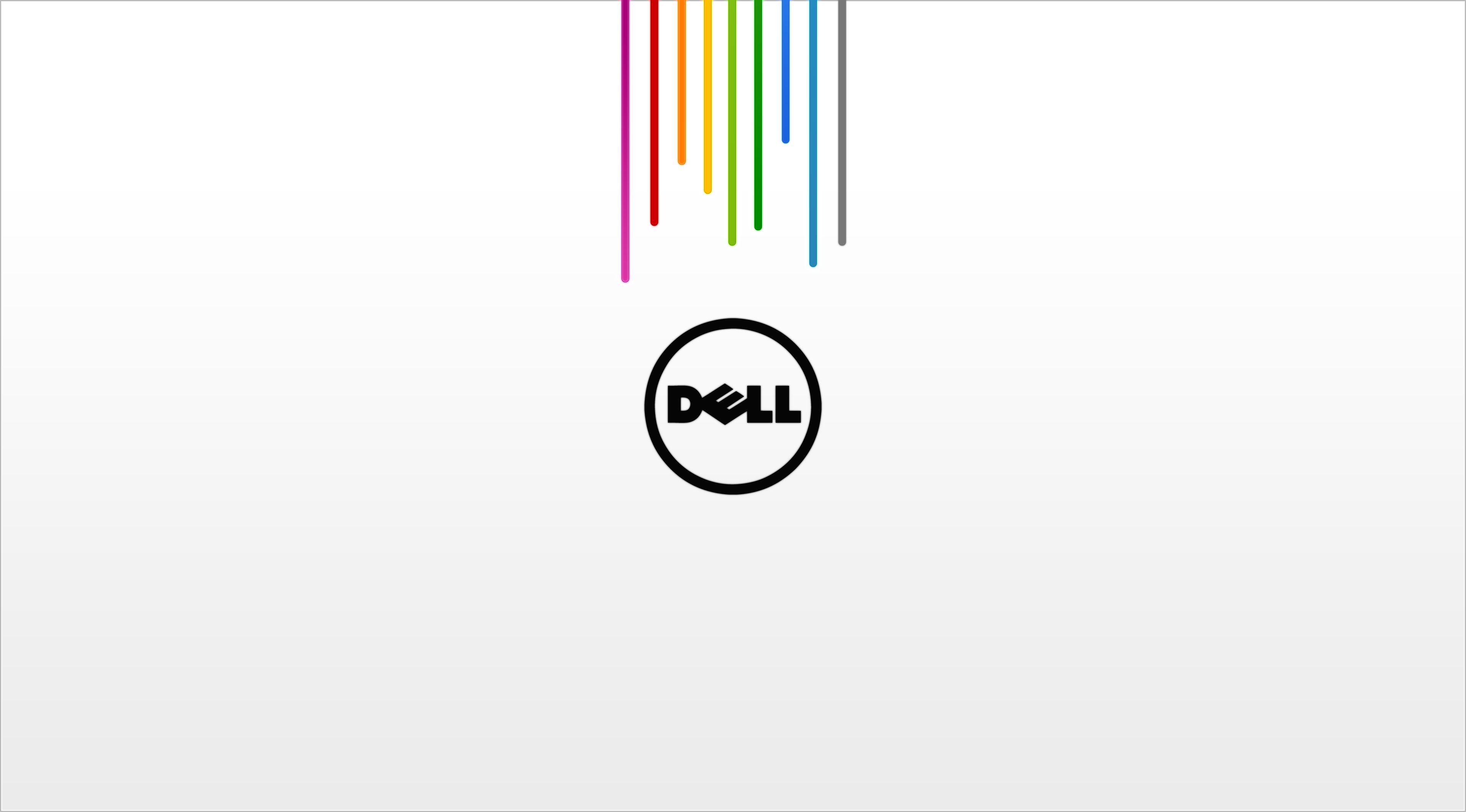 Dell-Logo, Dell, Regenbogenstreifen, Weiß, Minimalismus, 4K, PC-Hintergrundbild