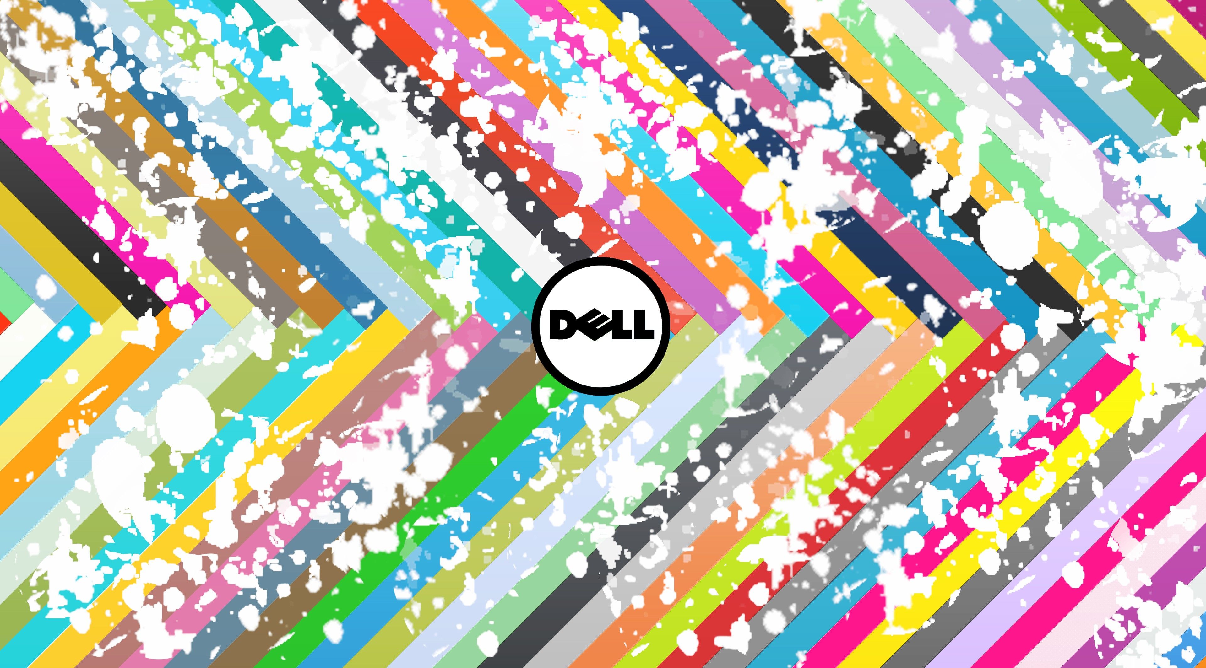 Dell-Logo, Dell, Bunte Streifen, Farbspritzer, Zickzack, 4K-Hintergrundbild für PC