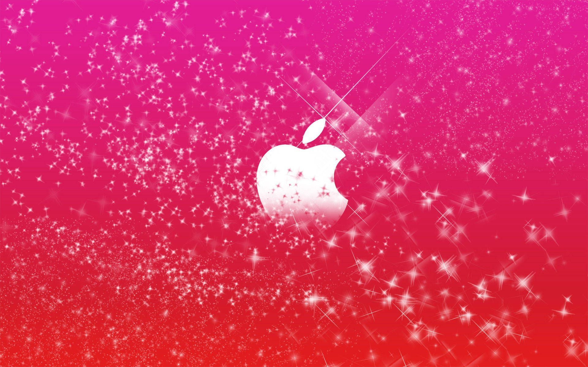 Apple-Logo, Glitzer, Funkeln, Pink, Rot, Full HD, Desktop-Hintergrund für Windows