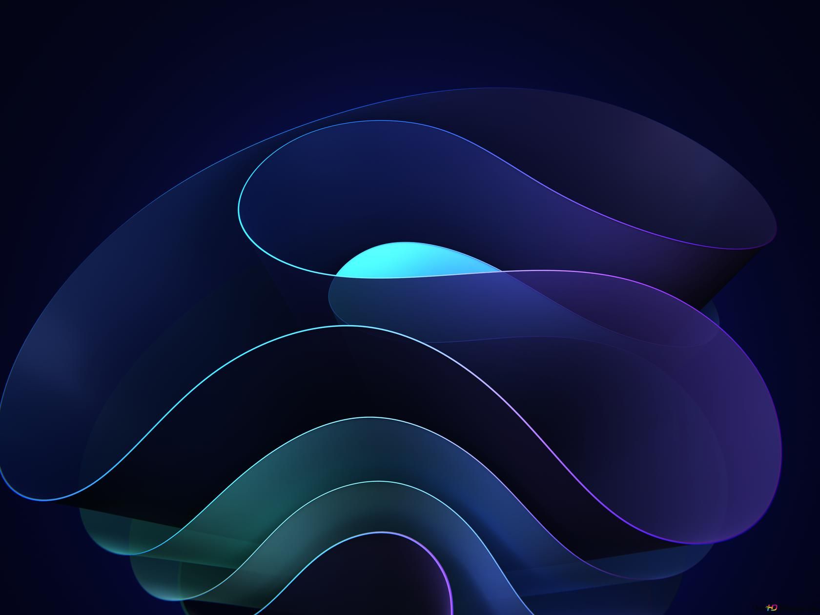 Fließende Formen, 3D-Wellen, Dunkelblau, Türkis, Abstrakt, Hintergrundbild fürs iPad