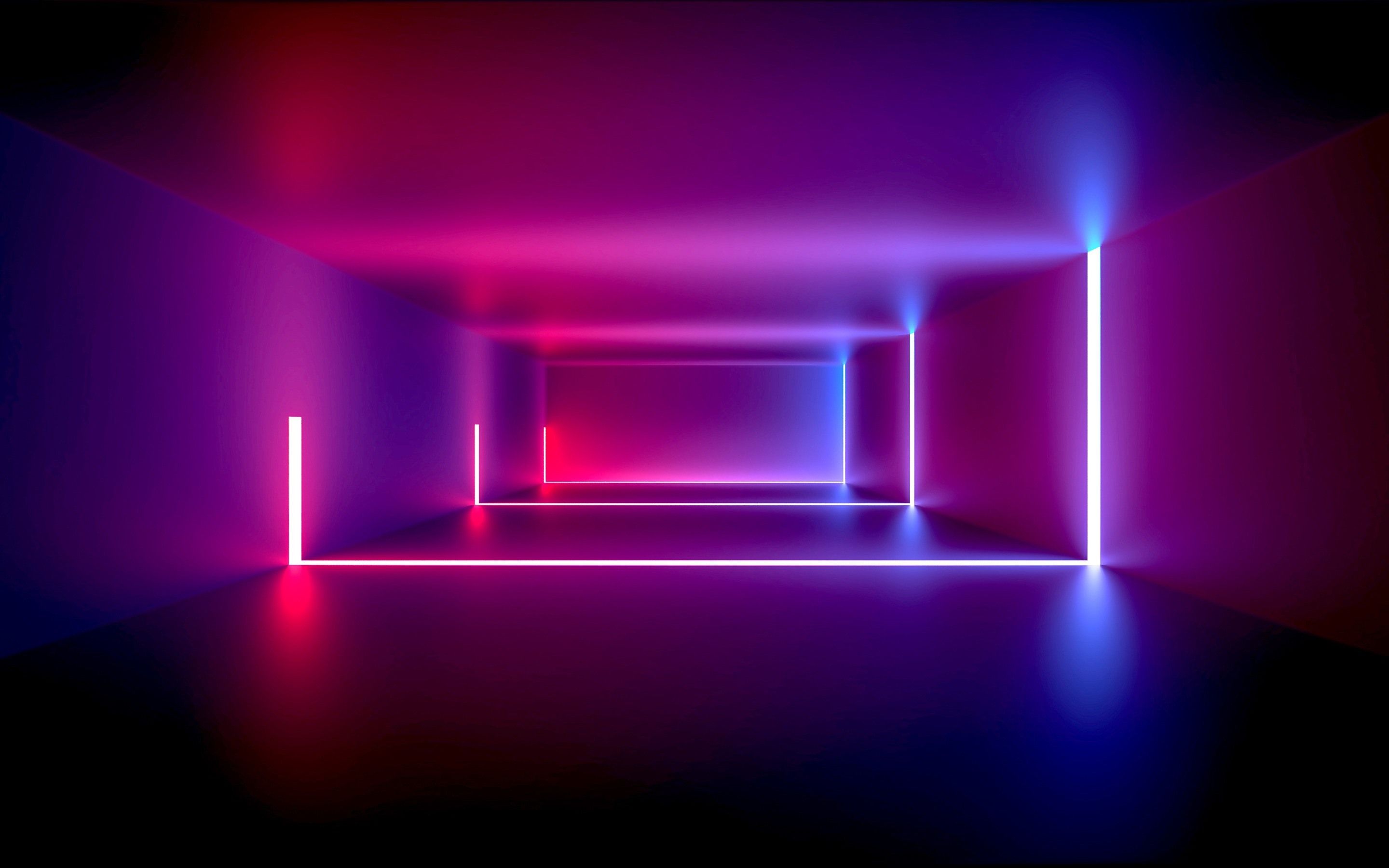 Neonlicht, Tunnel, Pink-blau, 3D-Raum, Futuristisch, 2K, Hintergrund für den Desktop