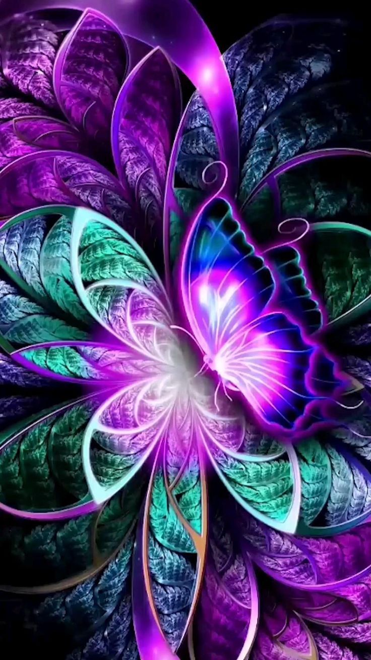 Fraktal, Blume, Lila, Digitale Kunst, Symmetrie, HD, Hintergrundbild fürs Handy