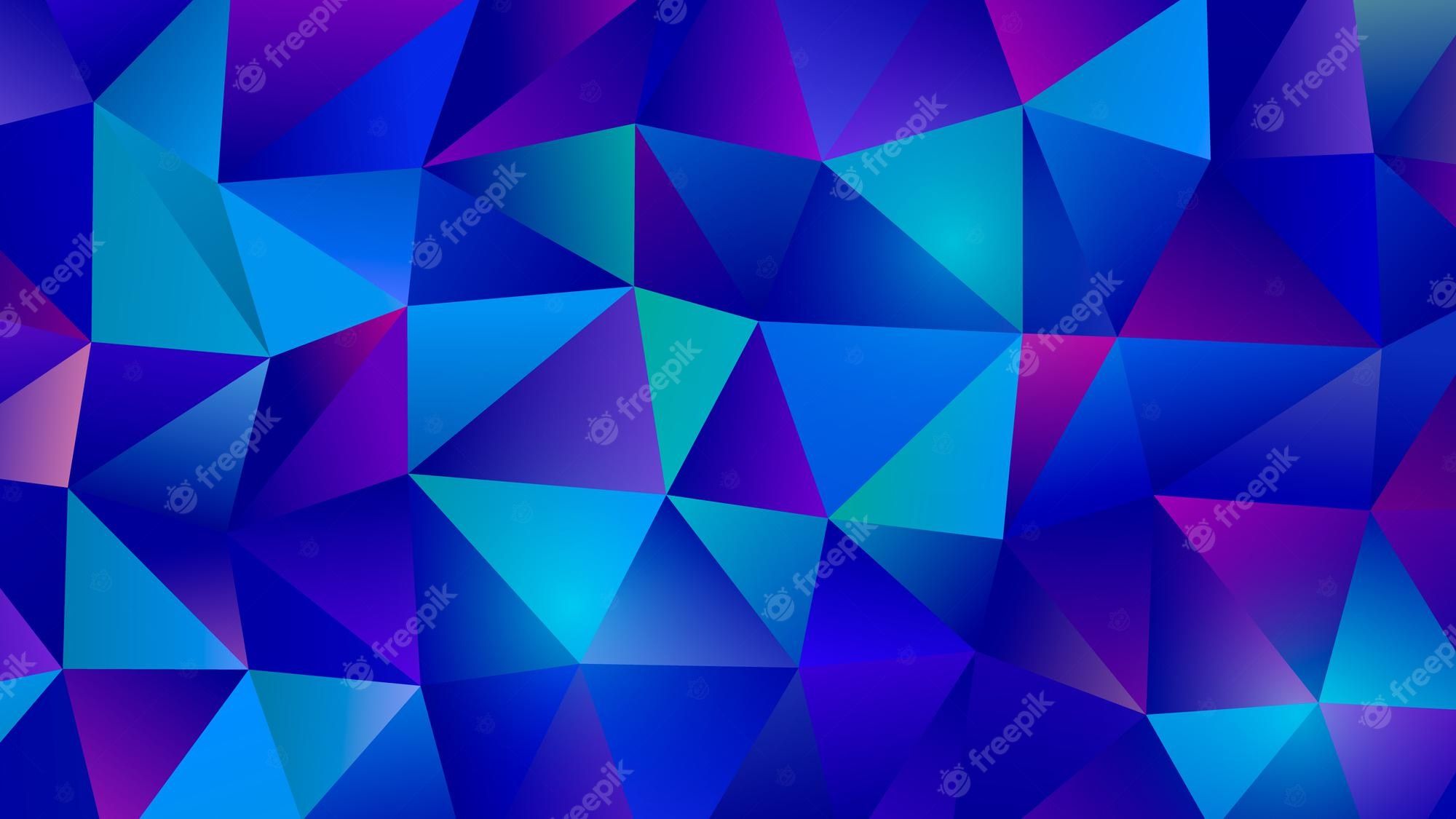 Low Poly, Dreiecke, Blau-lila, Polygone, 16:9, Full-HD-Hintergrundbild für den Desktop